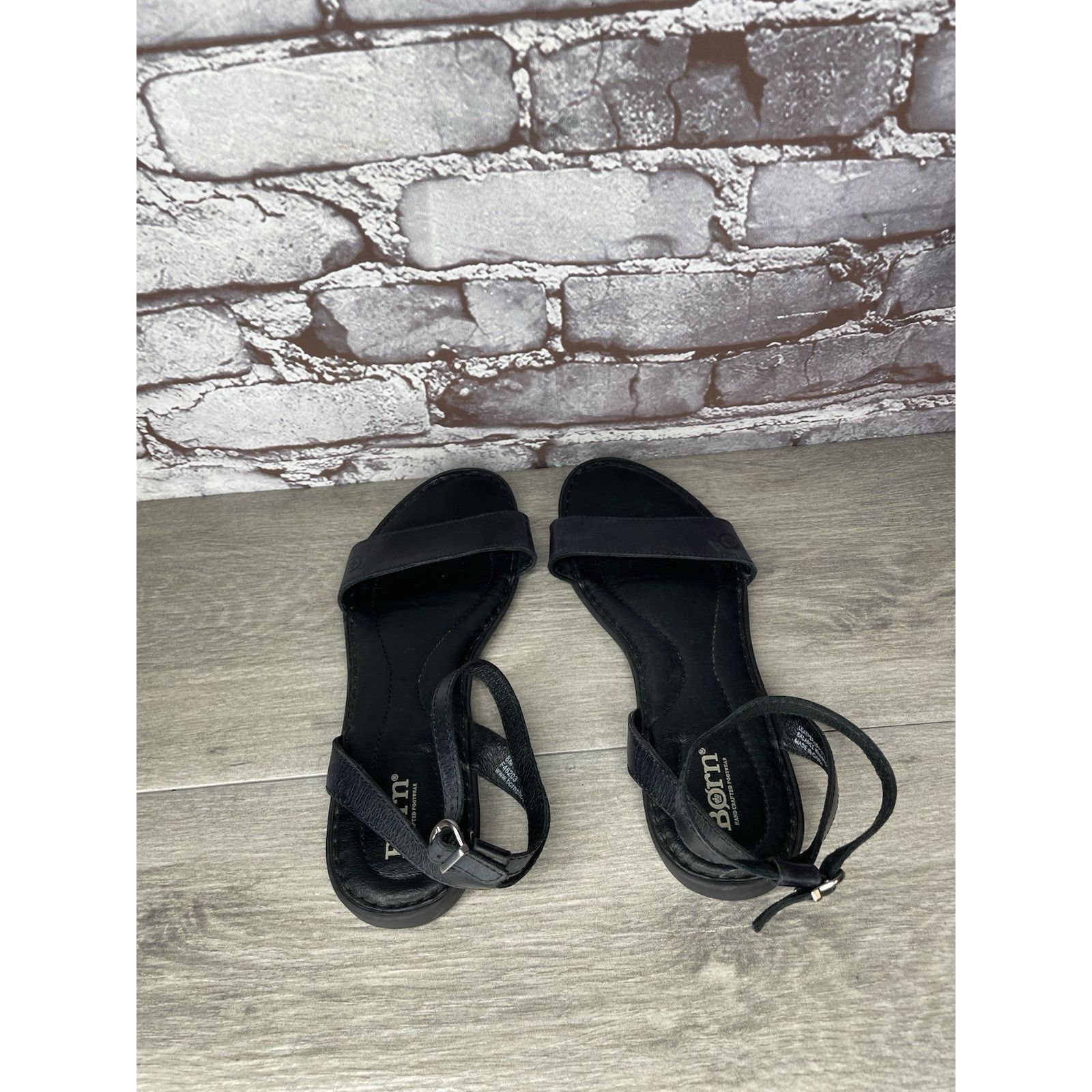 Born Born Handcrafted Black Leather Open Toe Ankle Strap Flats Sa Size US 8 / IT 38 - 5 Thumbnail