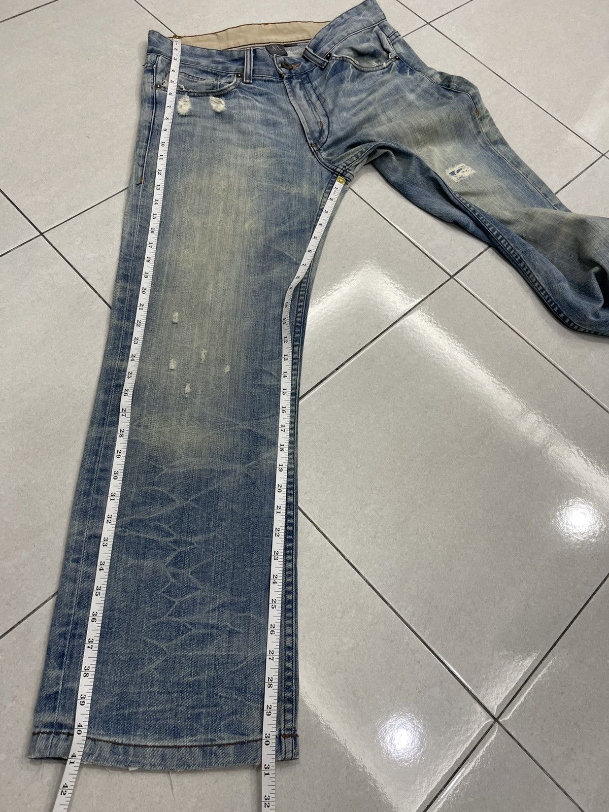 Armani Exchange Vintage Armani Exchange Flared Distressed Denim Made in USA Size US 32 / EU 48 - 18 Thumbnail