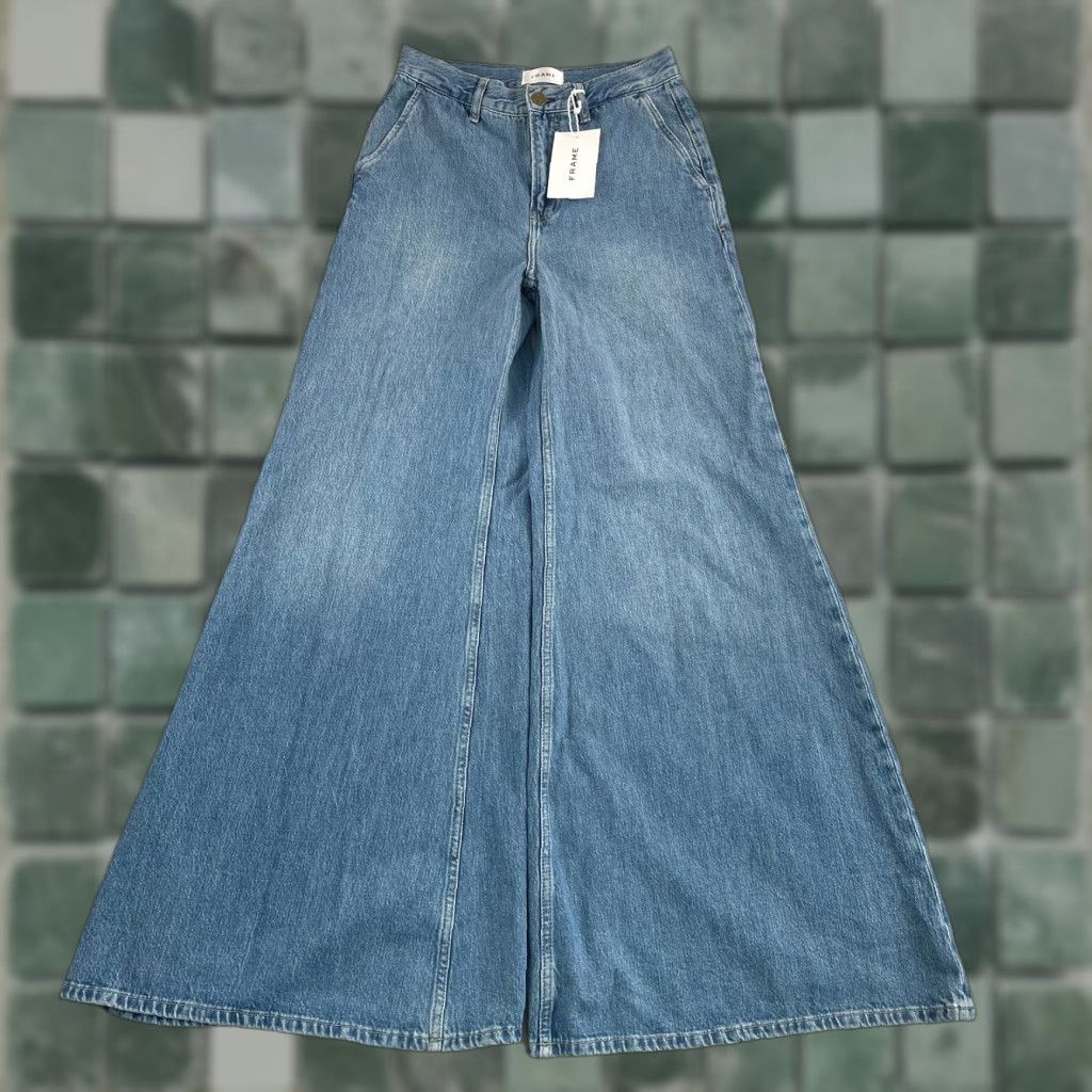 Frame FRAME Extra Wide Leg Jeans Women 25 in Seraphina Blue Designer NWT Jeans Wide-Leg Womens 25 in Blue Size 42" / US 20 - 1 Thumbnail