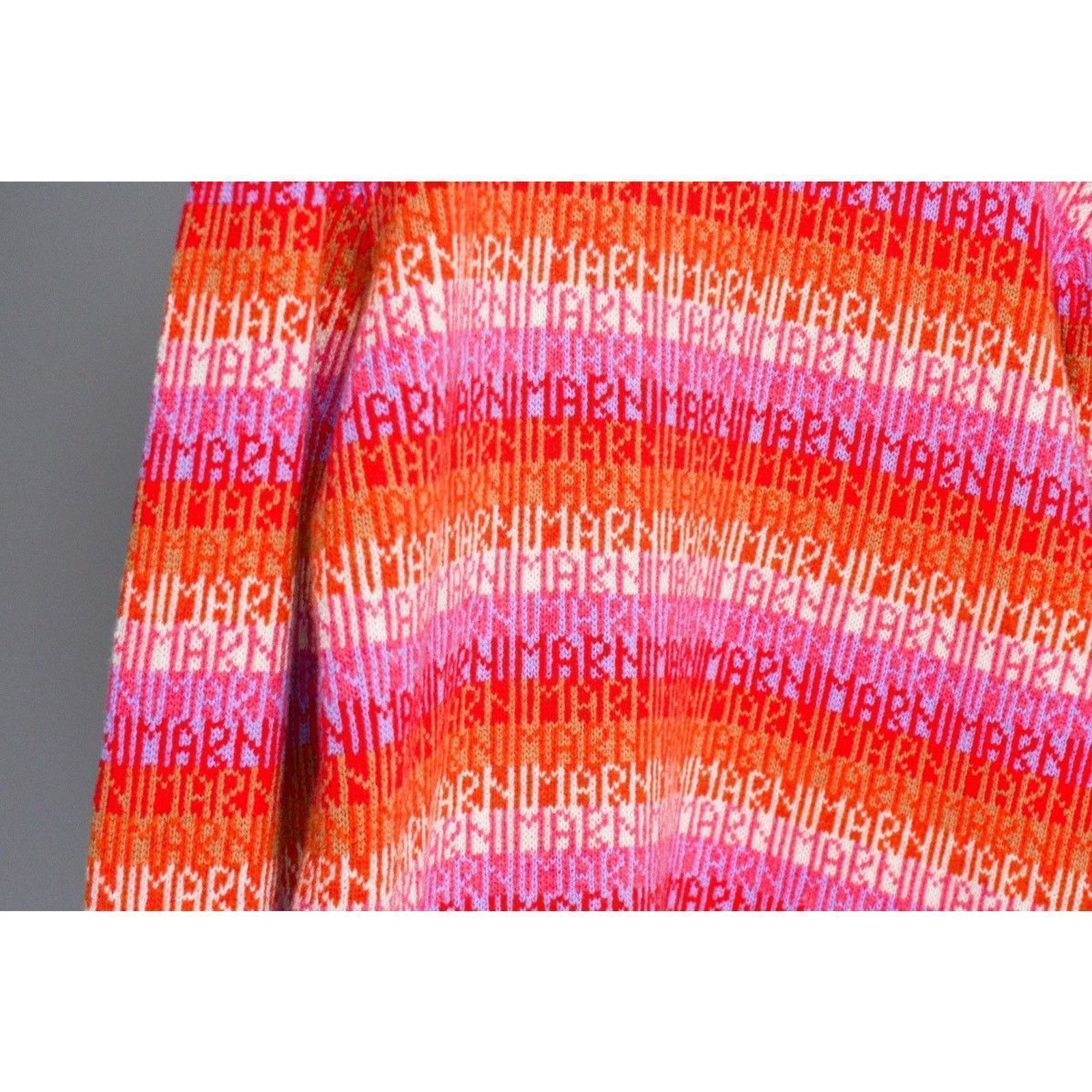 Marni Marni monogram logo pink multicolor wool crewneck sweater Size US S / EU 44-46 / 1 - 4 Thumbnail