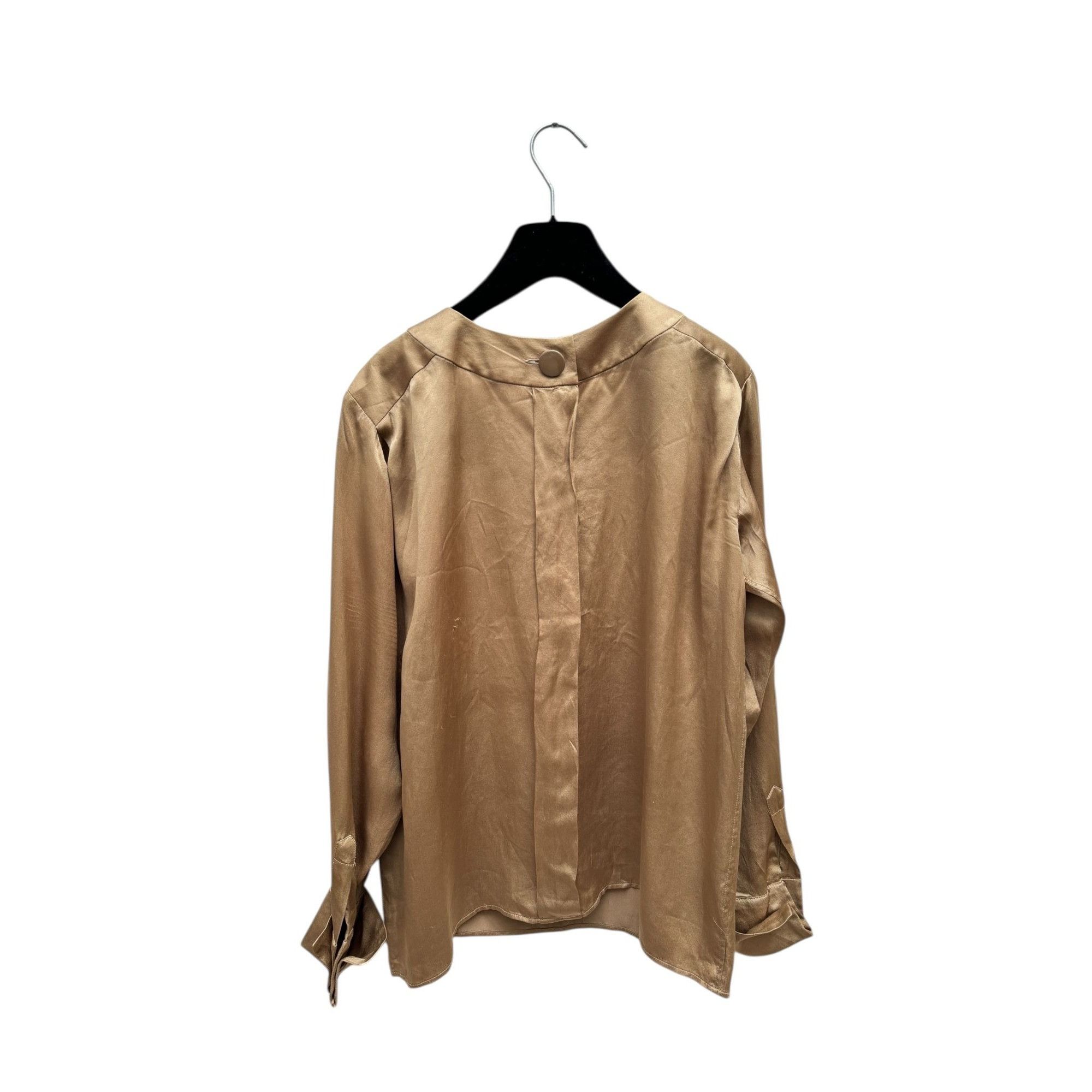 Yves Saint Laurent Gold Silk Long-Sleeve Top Size S / US 4 / IT 40 - 4 Thumbnail