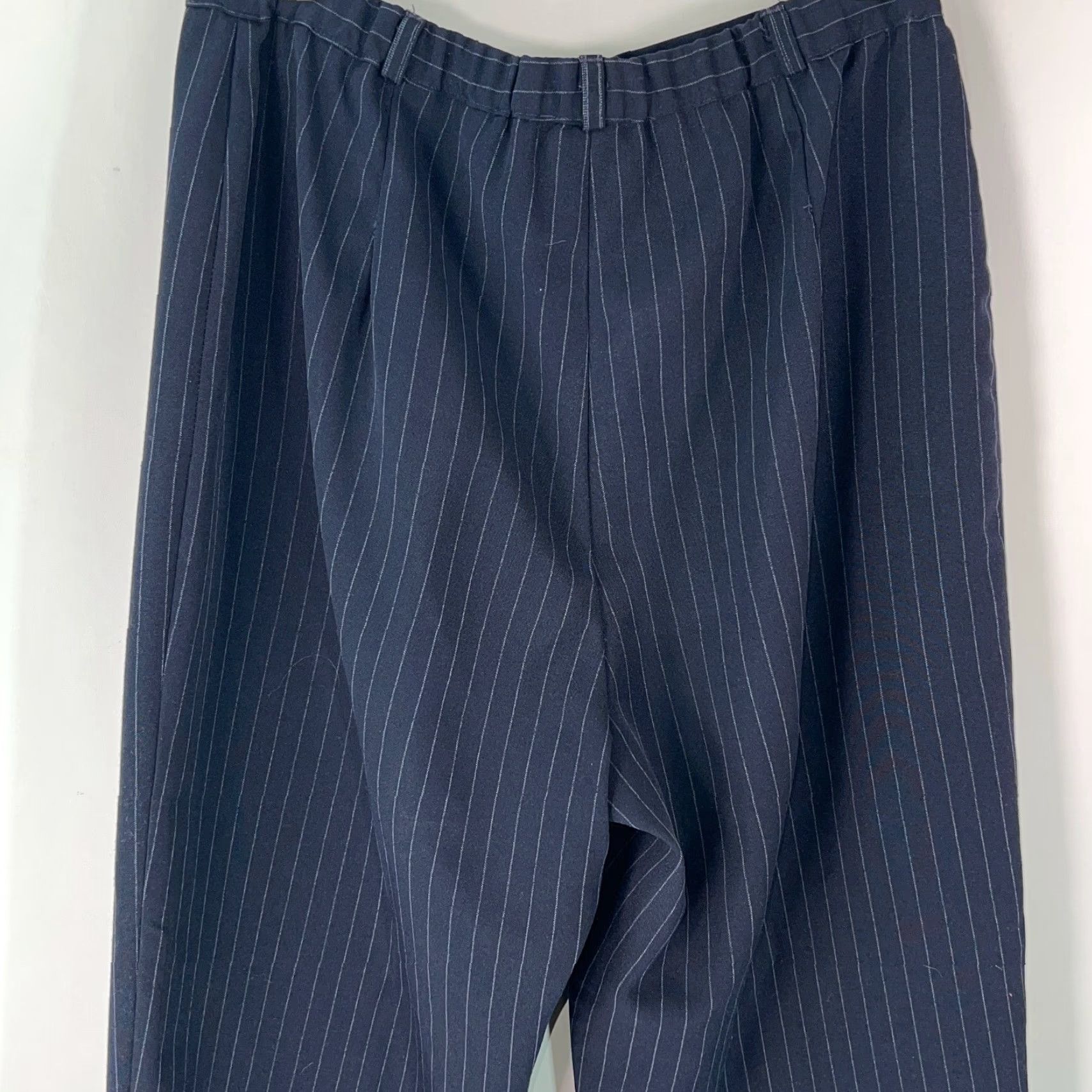 Vintage VINTAGE M&S Women Dress Pants Flat Front Striped Blue 32X29 Pants, Casual Regular Rise 29 in Inseam 29 in Mens? Size 24" / US 00 / IT 34 - 3 Thumbnail