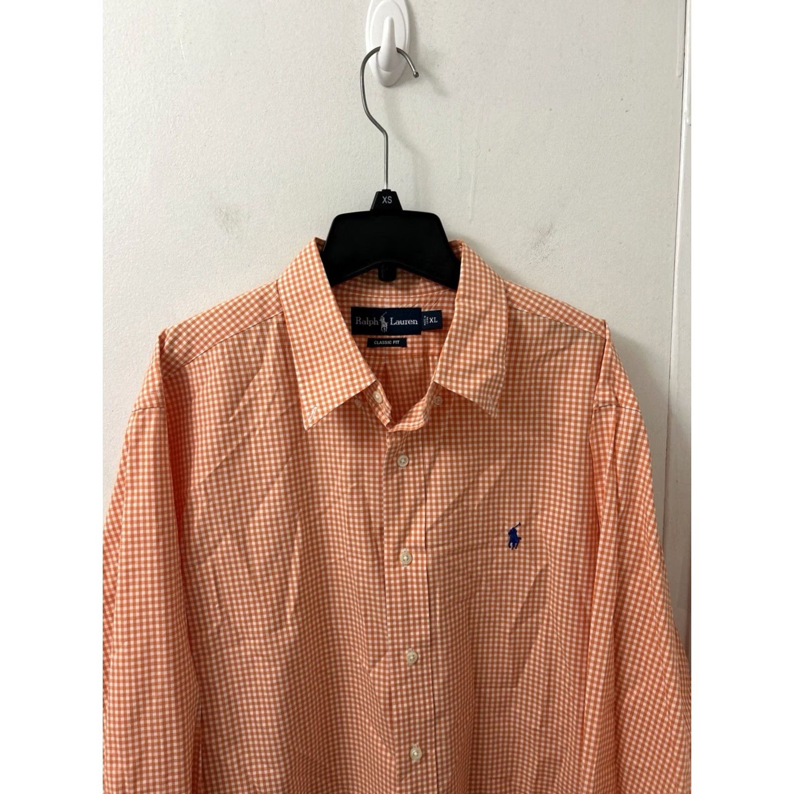 Ralph Lauren Vintage Ralph Lauren Shirt Mens XL Orange White Gingham Plaid Classic Fit L/S Button-Up Collar-Down Embroidered Polo Pony Casual Business Size US XL / EU 56 / 4 - 2 Thumbnail