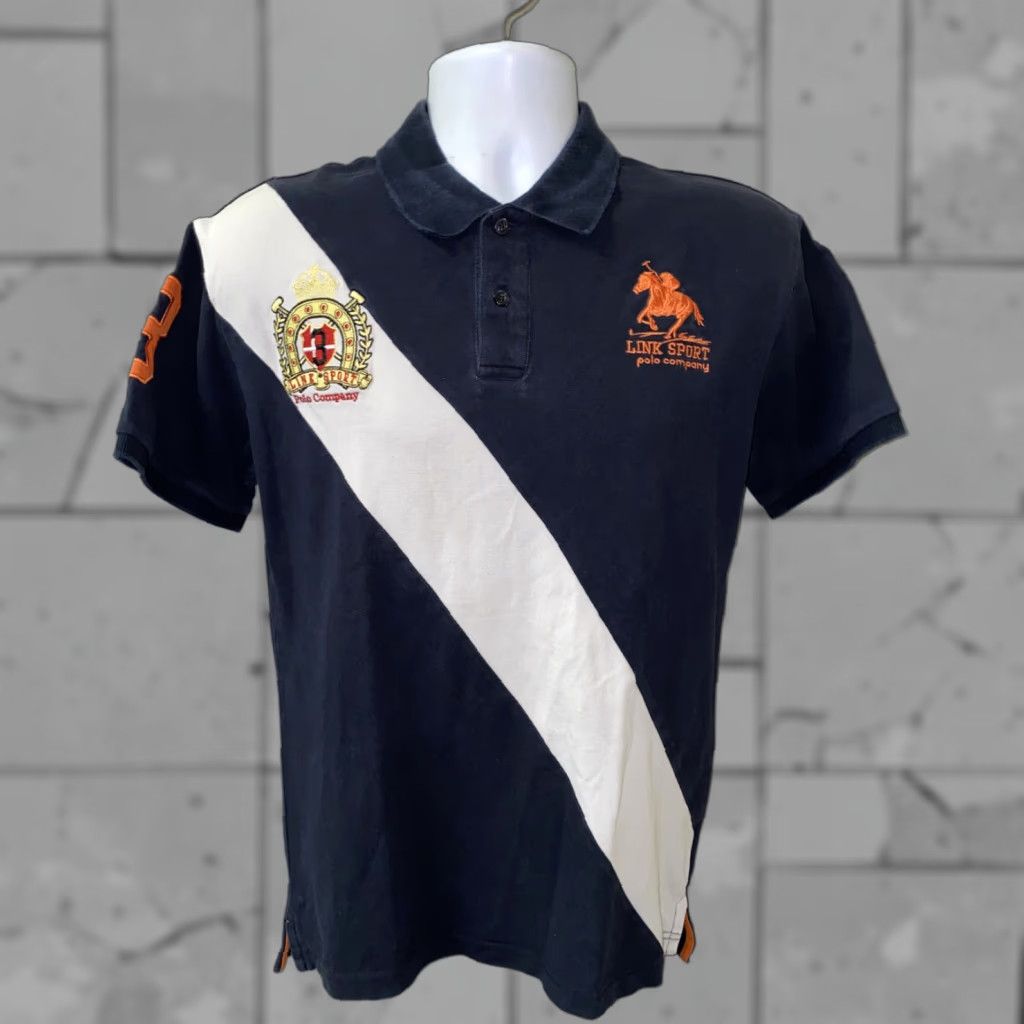 Vintage Link Sport Polo Shirt Mens Navy Blue/White Embroidered Polo Shirt Size M Size US M / EU 48-50 / 2 - 1 Thumbnail