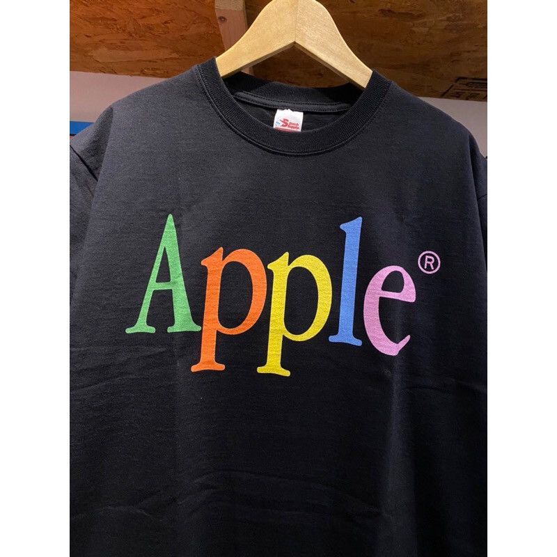 image of Vintage Apple - Spell Out Rainbow Tshirt Black, Men's (Size Large)