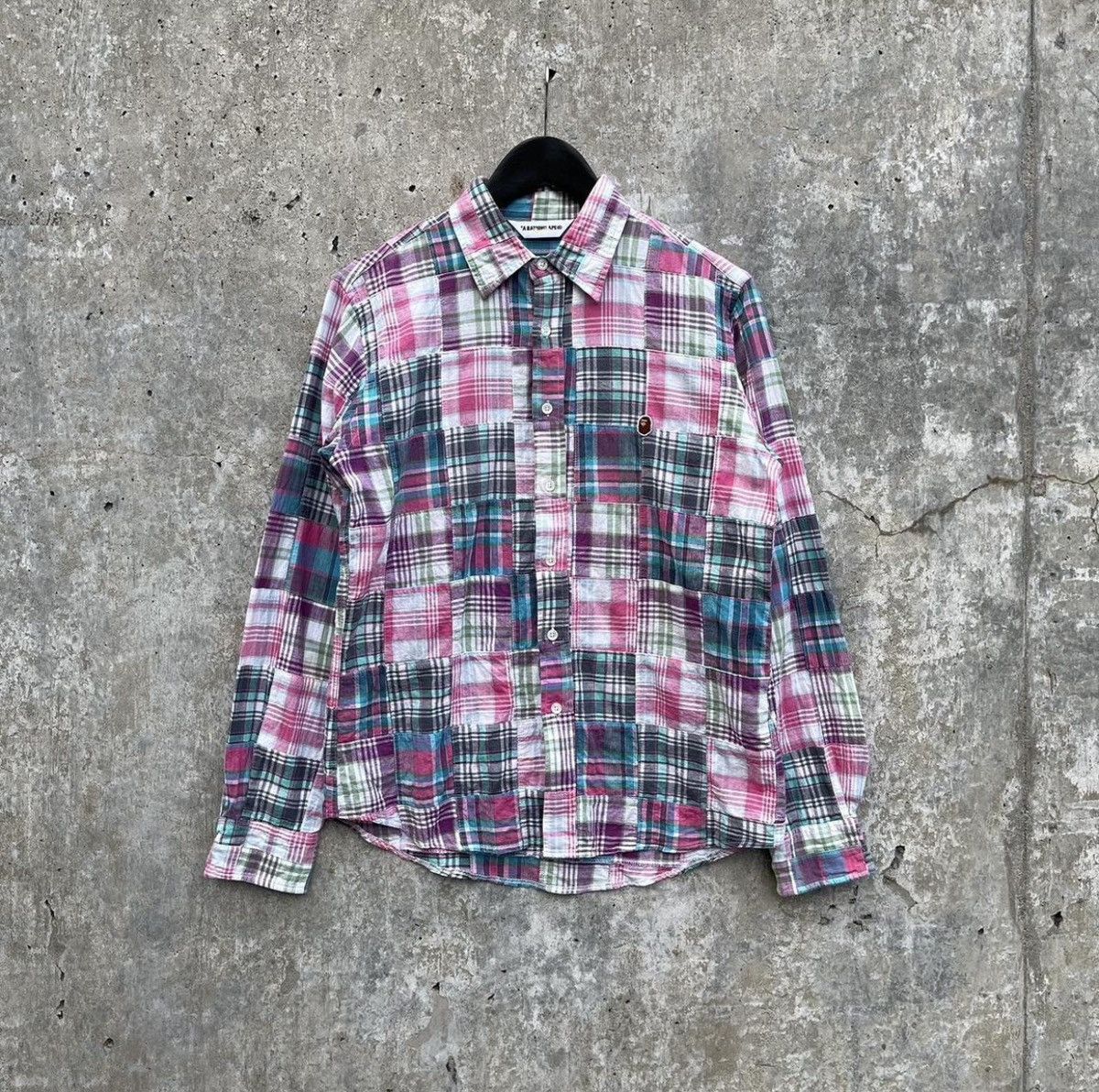 Bape Nigo Era Patchwork Plaid Shirt Size M Made in Japan