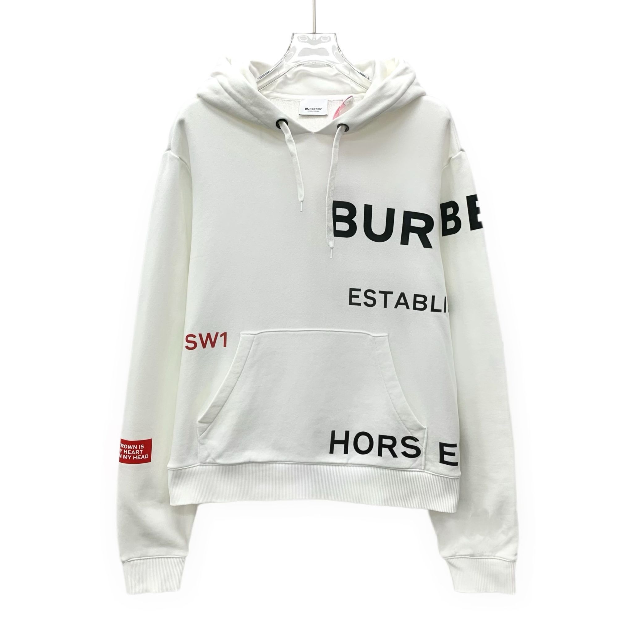 Burberry Burberry White Logo Print Hooded Cotton Sweatshirt XS Long S Size XS / US 0-2 / IT 36-38 - 1 Thumbnail
