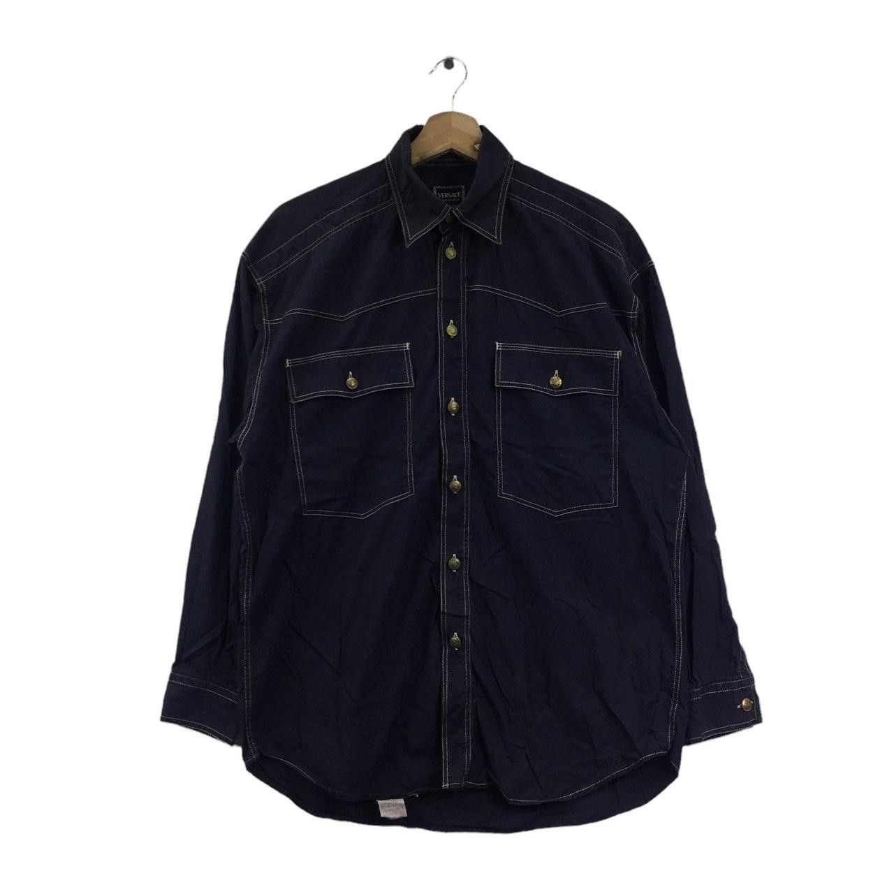 Versace Vtg VERSACE JEANS COUTURE Medusa Button Casual Shirt Indigo Size US XS / EU 42 / 0 - 1 Thumbnail