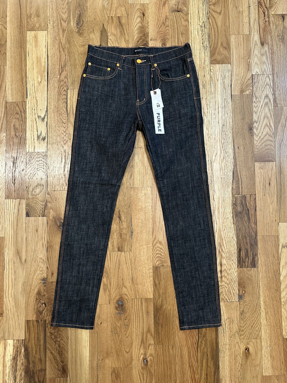 image of Purple Brand Orange Outline Dark Blue Denim Jeans Size 32, Men's