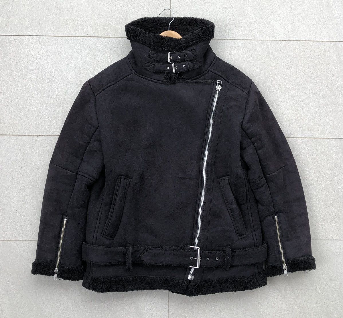 Japanese Brand Browny Standard Suede Shearling Biker Belted Zipper Jacket Size US M / EU 48-50 / 2 - 7 Thumbnail