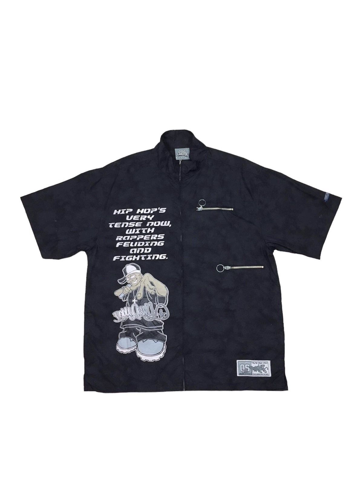 image of Vintage Bobby Gang Short Sleeve Zipper Jacket in Black, Men's (Size Large)