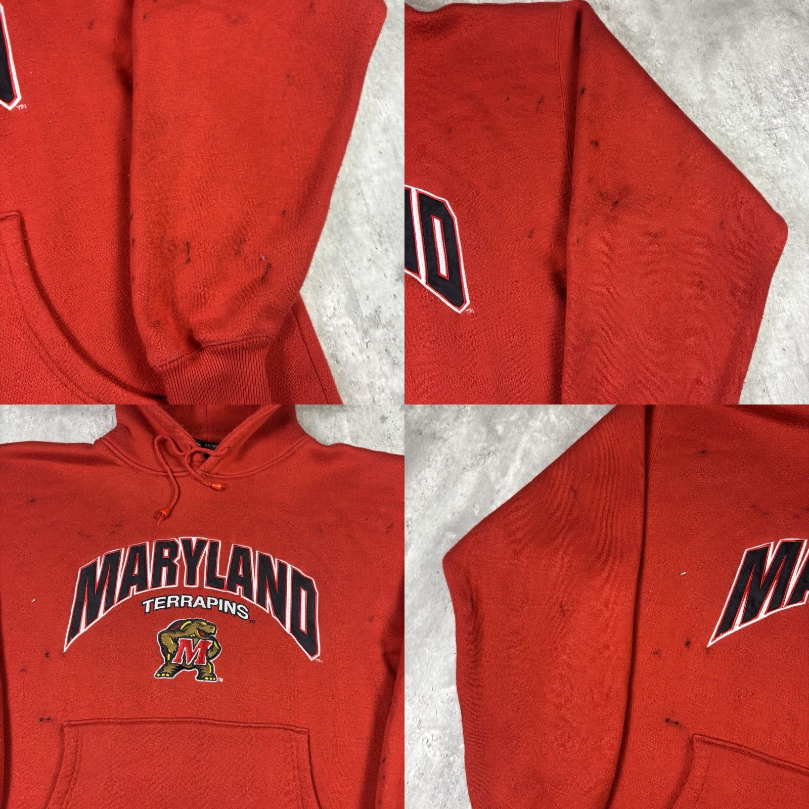 Vintage VINTAGE Colosseum Athletics Maryland University Hoodie 2XL Red 90s Y2K Mens Hoodie Pullover Hooded Cotton Fleece Logo Stadium/Champion Reverse Weave Size US XXL / EU 58 / 5 - 8 Thumbnail