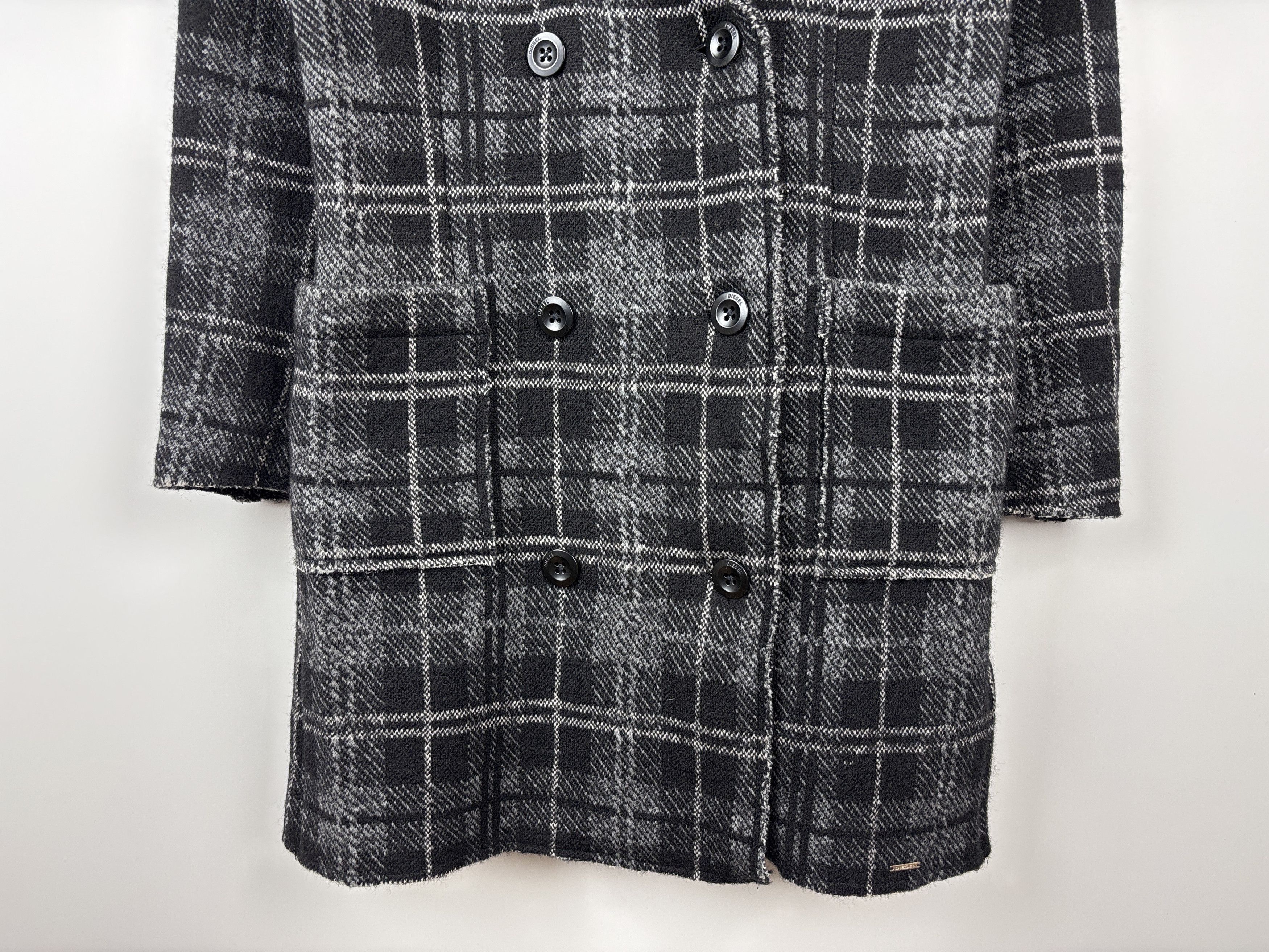 Diesel Diesel Double-Breasted Check Wool Cotton Coat Gray Black S Size S / US 4 / IT 40 - 3 Thumbnail