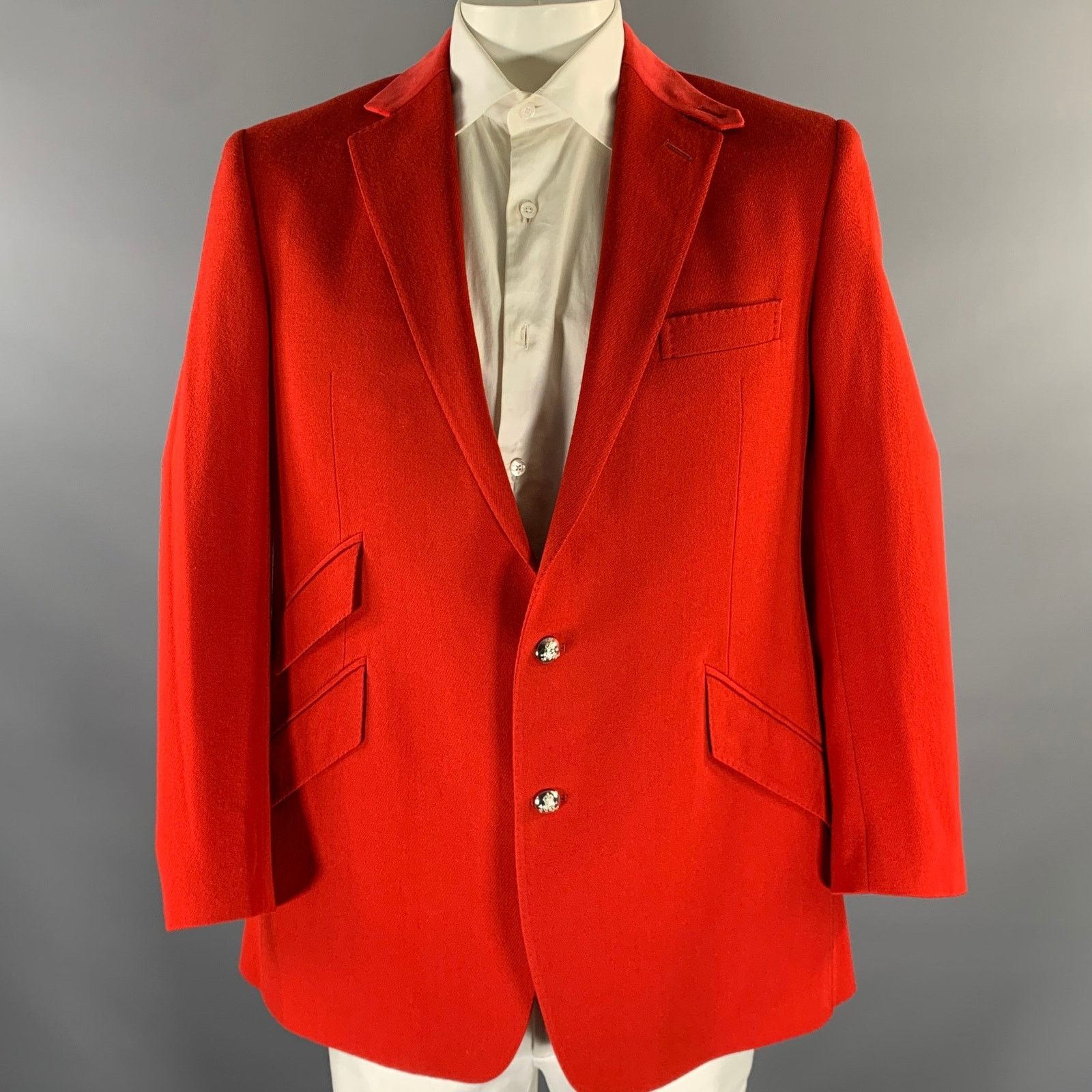 Ralph Lauren RALPH LAUREN Size 44 Red Wool Notch Lapel Sport Coat Size 44R - 1 Thumbnail