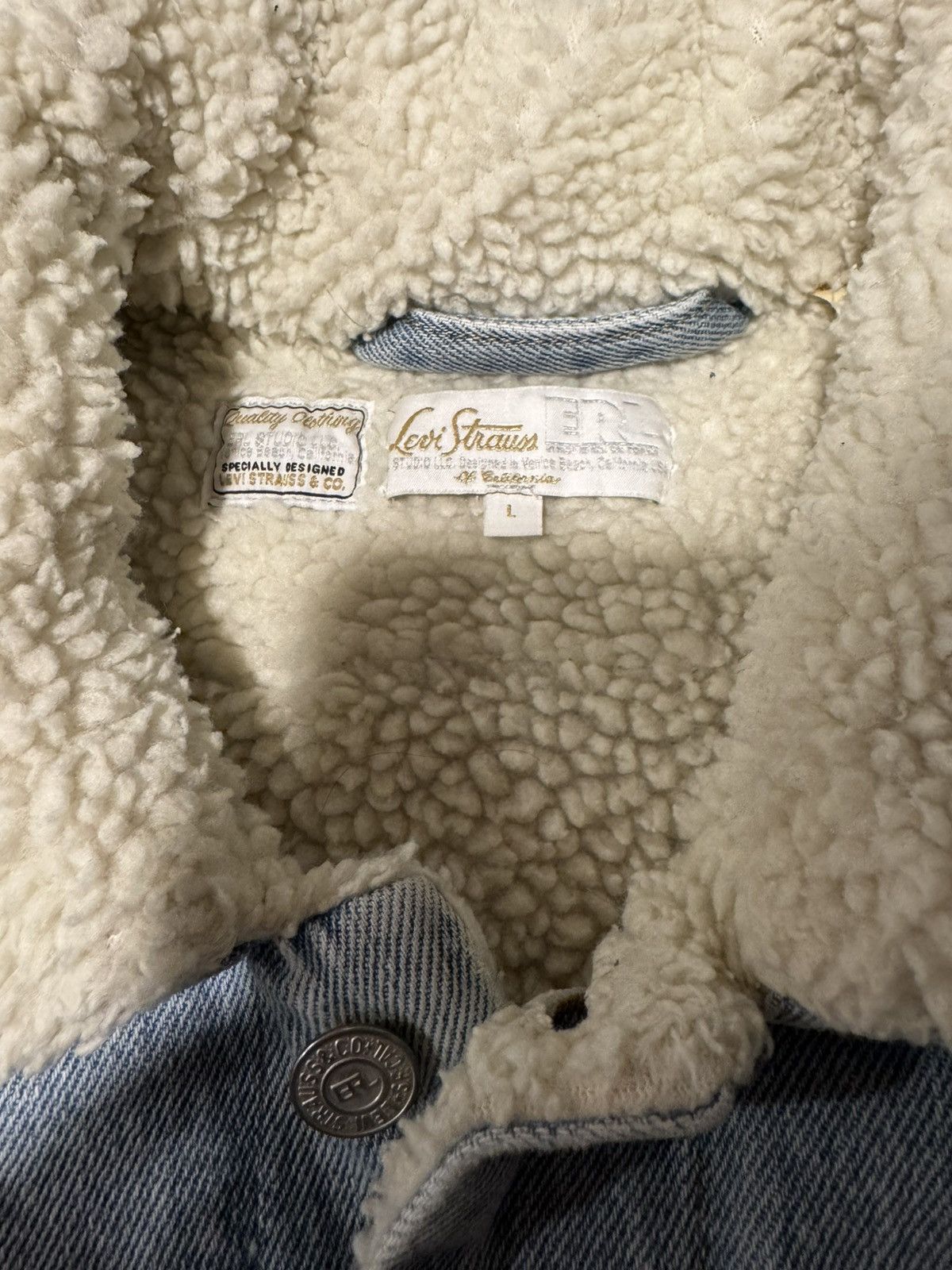 ERL × Levi's ERL Levis Sherpa Lined Denim Trucker Jacket Size US L / EU 52-54 / 3 - 2 Thumbnail