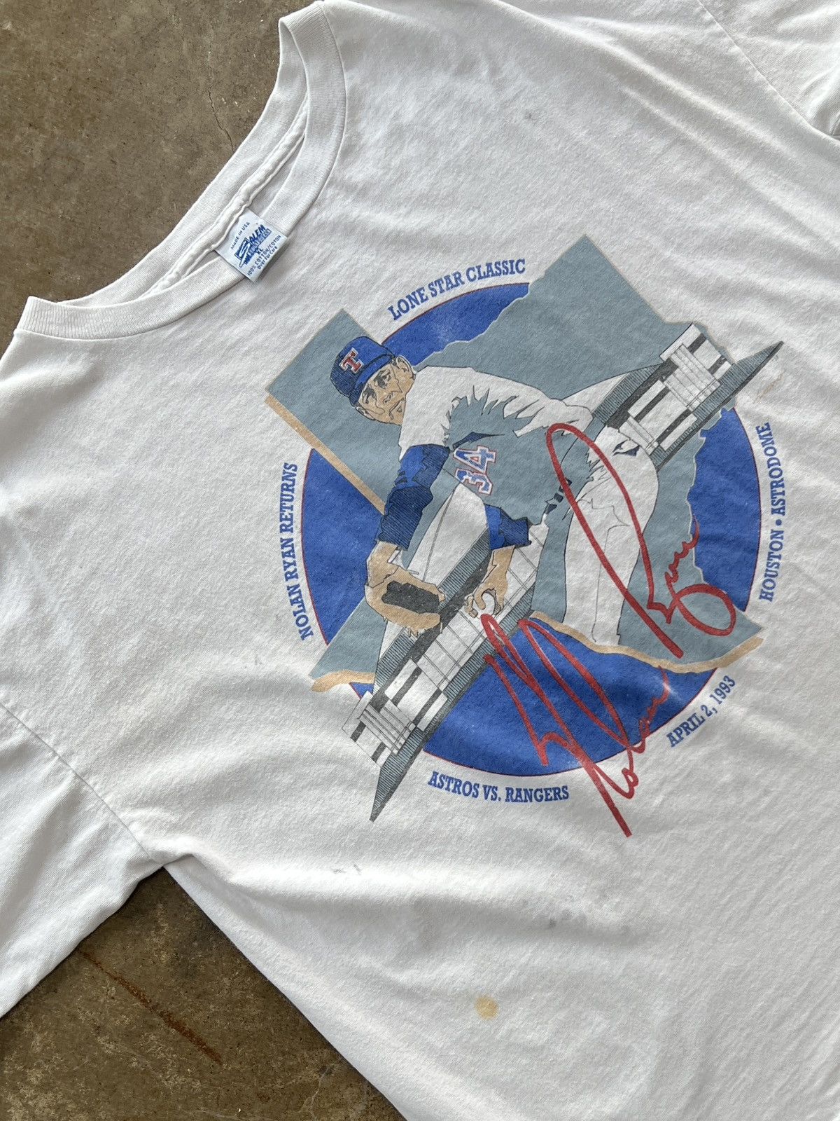MLB Vintage 1993 Rangers Astrodome Nolan Ryan Salem Tee XL Size US XL / EU 56 / 4 - 1 Thumbnail