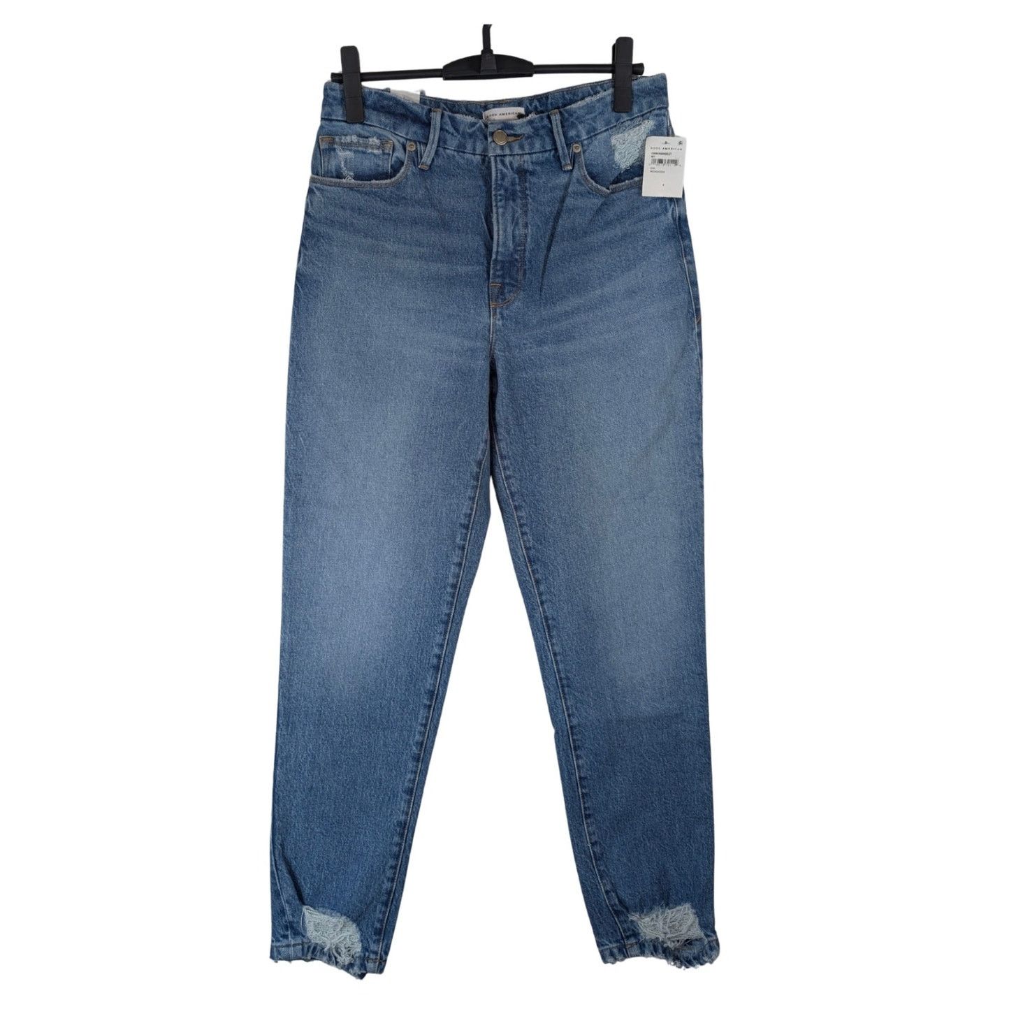 Good American Good American Raw Hem Distressed Blue Skinny Jeans Size 4/27 Size 27" / US 4 / IT 40 - 1 Thumbnail
