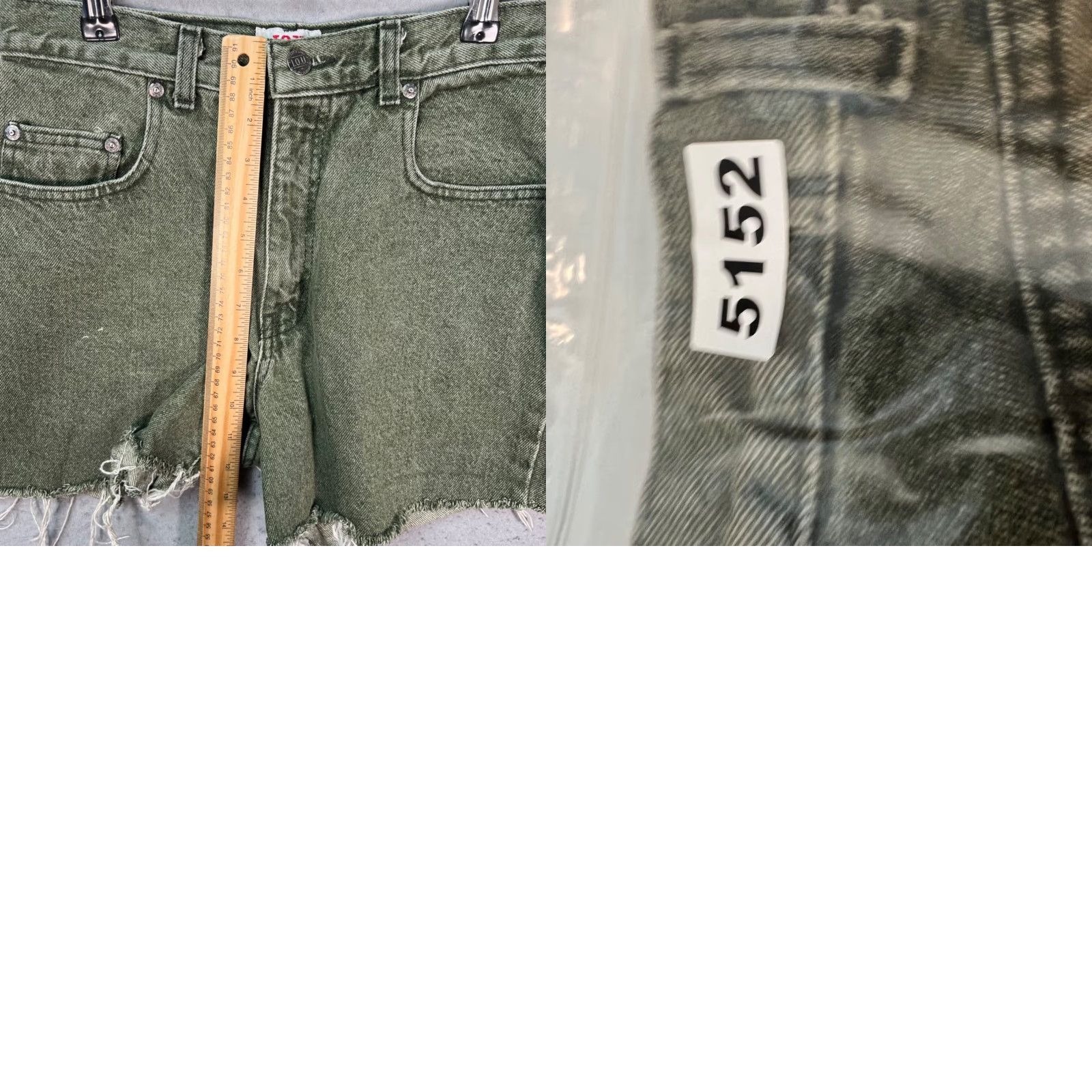 Denime VINTAGE IOU Denim Cut-Off Shorts 90s Green Womens 29 Gold Space? Size 29" - 8 Thumbnail