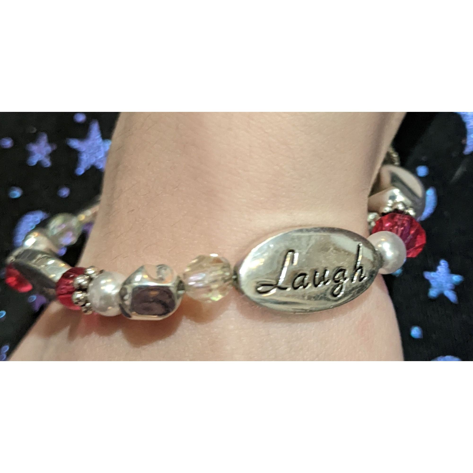 Other Silver Live Laugh Love Heart Beaded Bracelet Size ONE SIZE - 5 Thumbnail