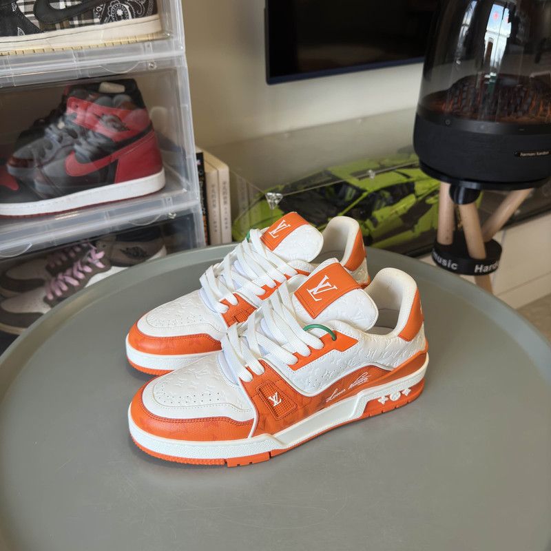 Louis Vuitton Louis Vuitton Orange Low-Top Trainer Sneakers 0079 Size US 8 / EU 41 - 1 Thumbnail