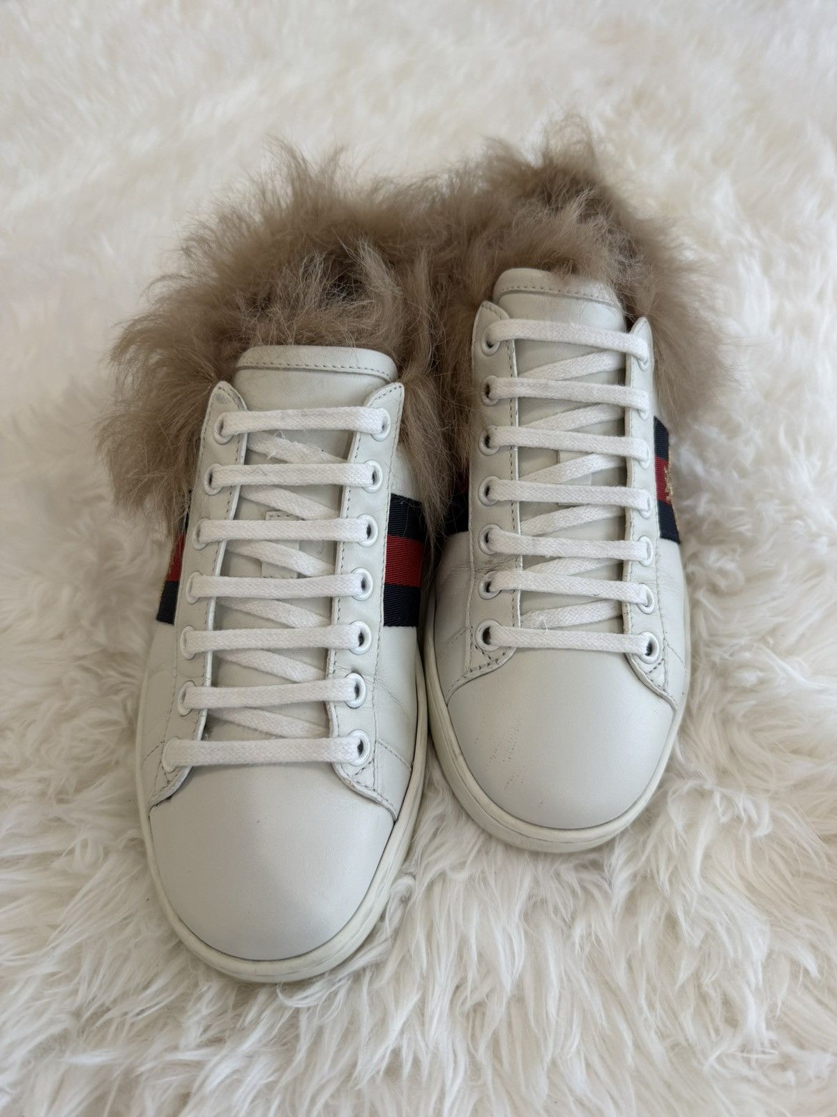 Gucci Gucci Ace Embroidered Fur-Lined Size US 5 / IT 35 - 3 Thumbnail