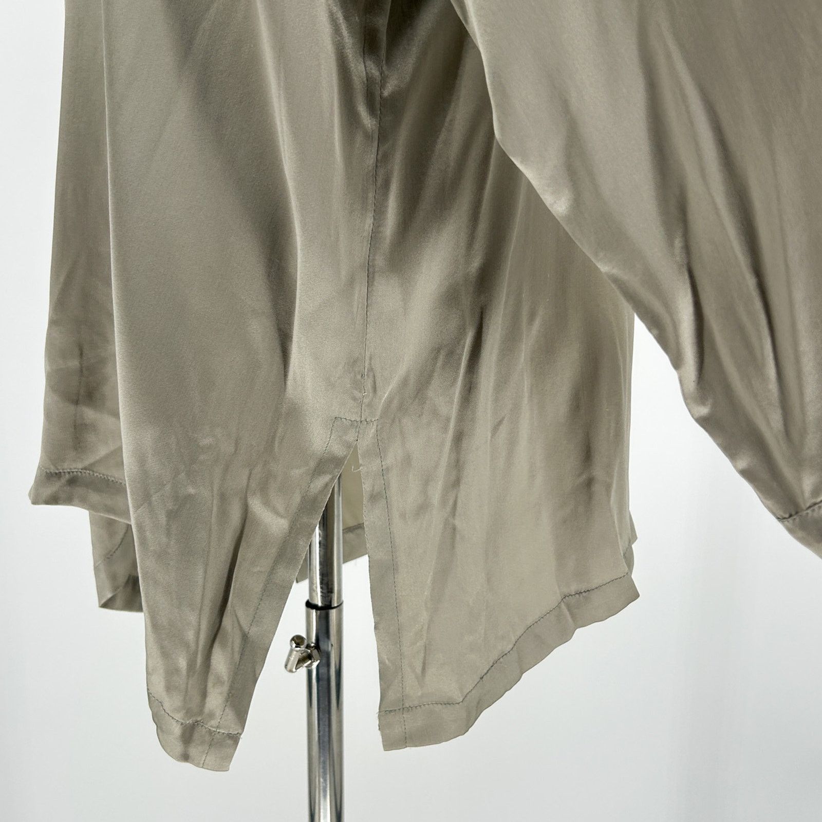 Vintage 80s/90s Grey Silver Silk Satin Elegant High Neck Tunic Size XL / US 12-14 / IT 48-50 - 4 Thumbnail