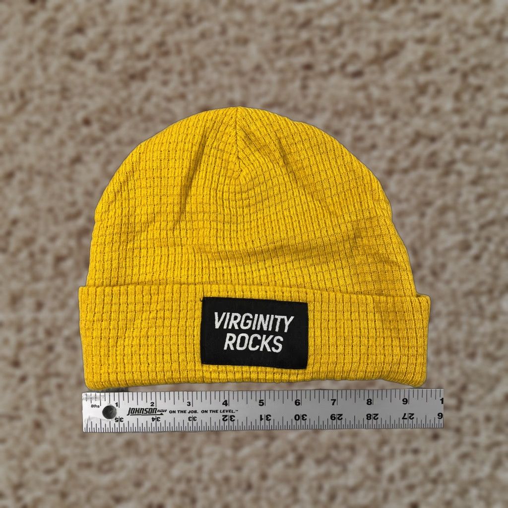 Vintage DannyDuncan69 Virginity Rocks Beanie Adult One Size Yellow Waffle Knit Acrylic Skate Size ONE SIZE - 1 Thumbnail