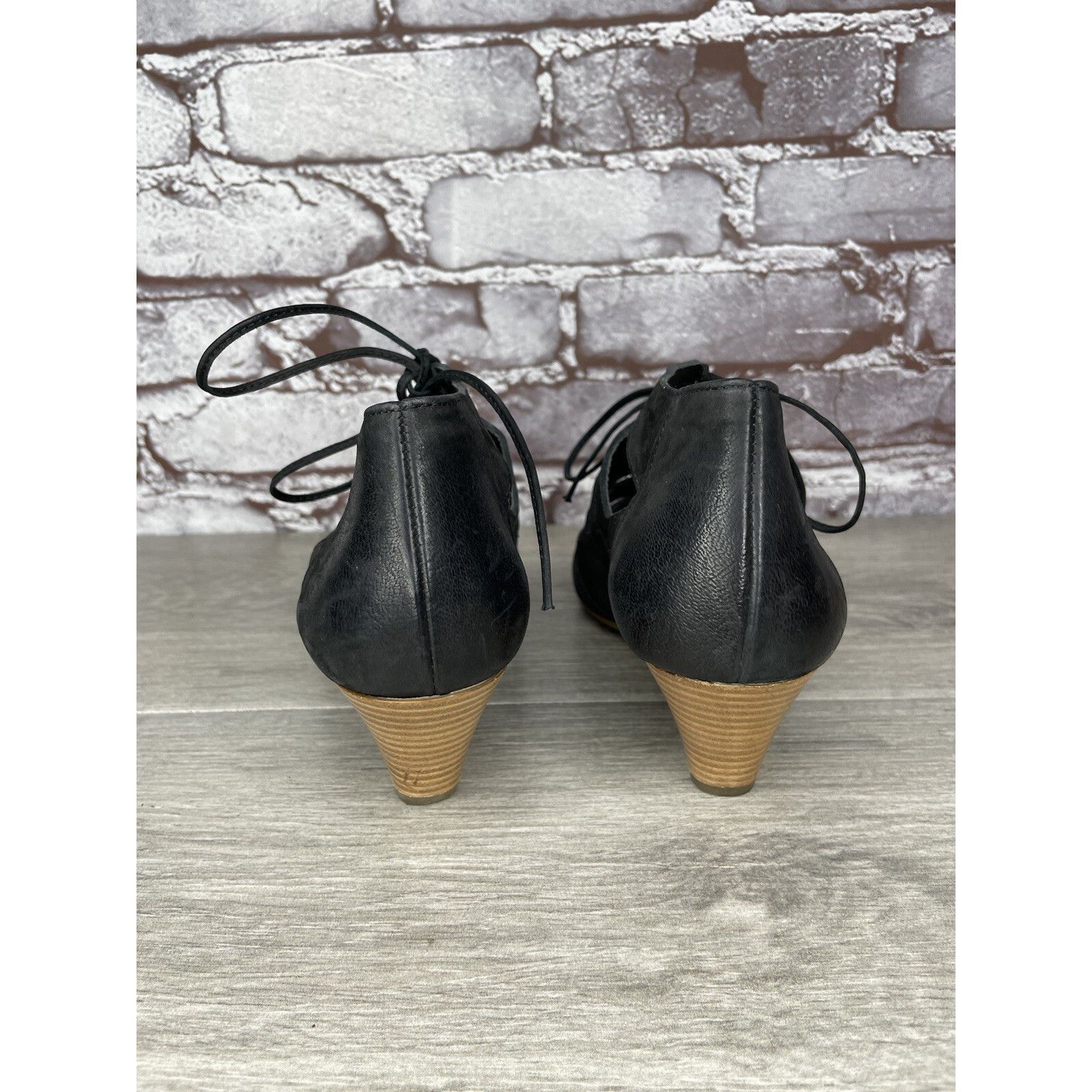 Other Paul Green Munchen Black Leather Caged Lace Up Heel Sandals Size US 6.5 / IT 36.5 - 4 Thumbnail