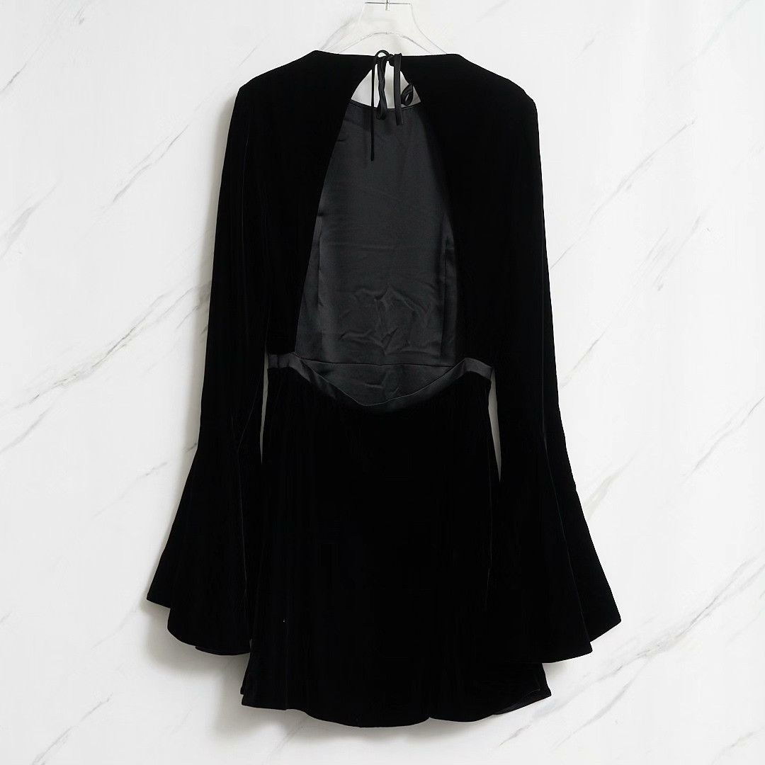 Saint Laurent Paris Saint Laurent Women's Bell Sleeve Backless Velvet Dress. Size S / US 4 / IT 40 - 3 Thumbnail