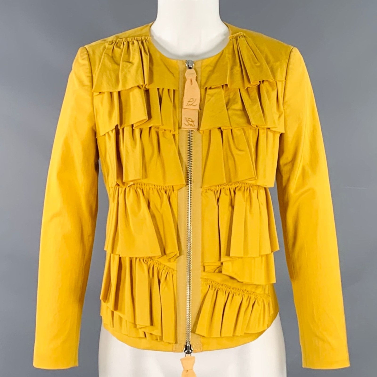 3.1 Phillip Lim 3.1 PHILLIP LIM 4 Yellow Cotton Blend Ruffled Jacket Blazer Size S / US 4 / IT 40 - 1 Thumbnail