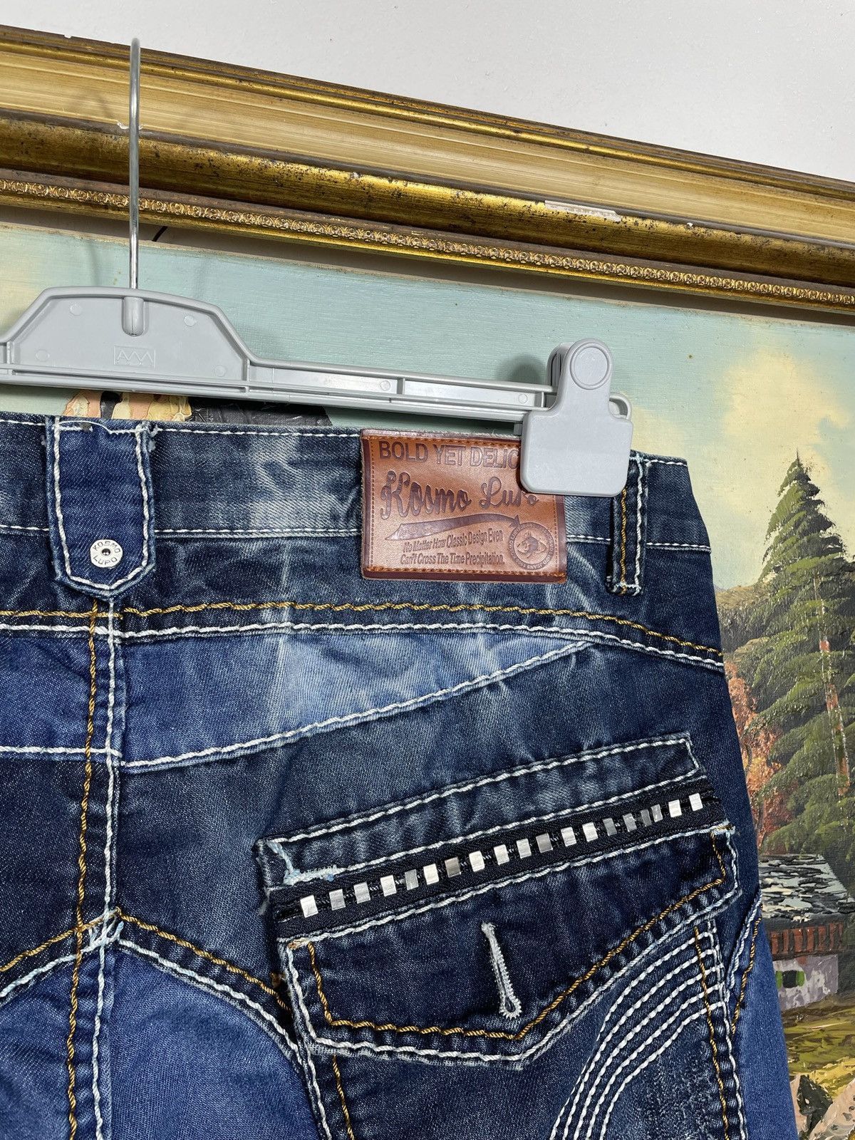 Japanese Brand Kosmo Lupo Navy Vintage Denim Jeans Avant Garde Trousers Size US 36 / EU 52 - 12 Thumbnail