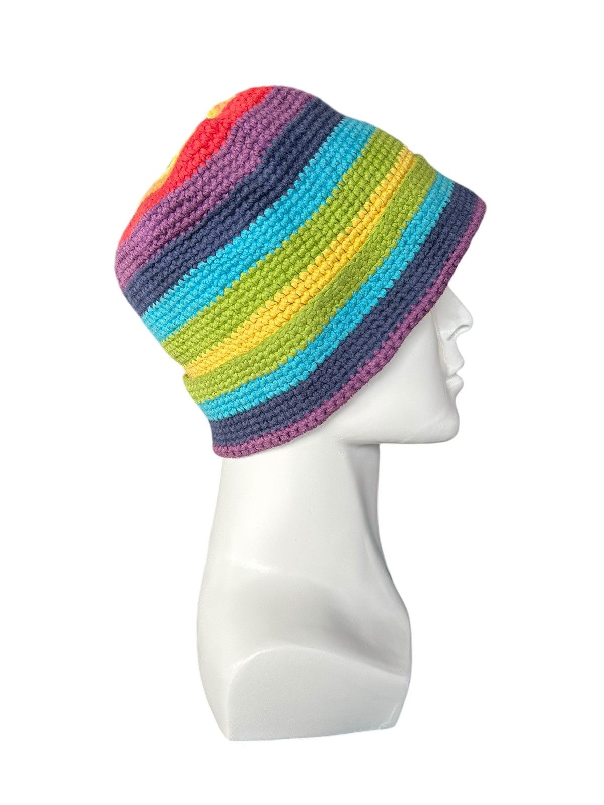 Japanese Brand × Kapital × Vintage Ispired by Kapital Smile Crochet Knitted handmade Hats🌈🎌☠️ Size ONE SIZE - 3 Thumbnail