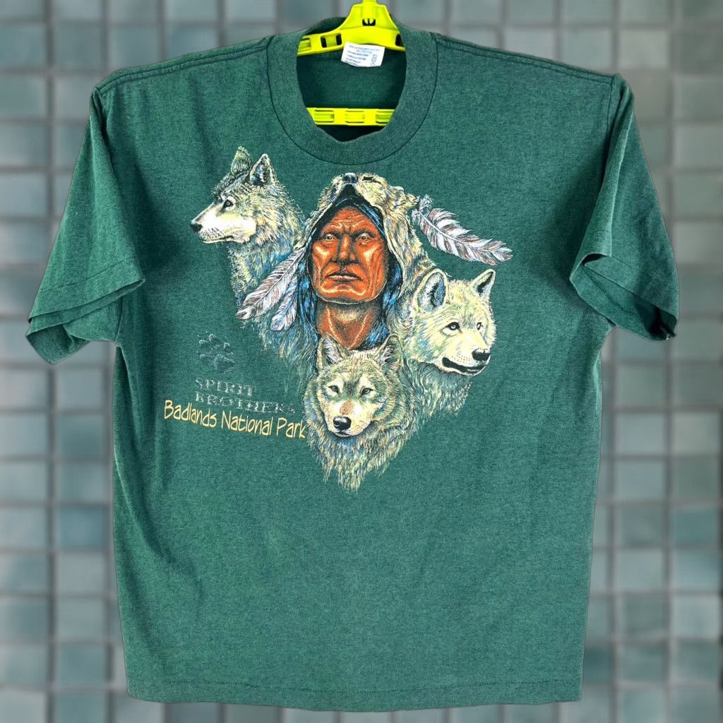 Vintage VINTAGE Het-T Badlands Nat. Park T Shirt Adult XL Green Solid Logo 90s Western Mens Size US XL / EU 56 / 4 - 1 Thumbnail