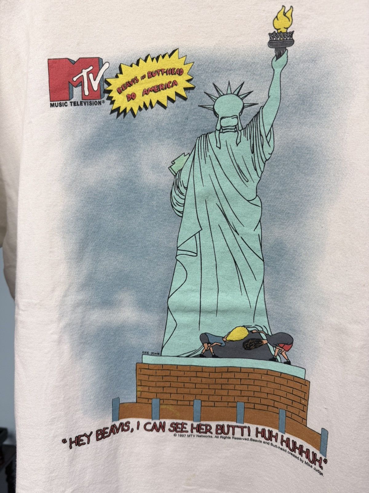 1997 Beavis and Butthead Do America Movie Promo Ringer Tee