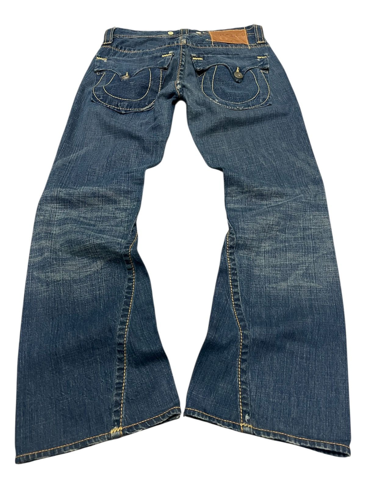 True Religion × Vintage Flared True Religion Mix Leather Bootcut Jeans Size US 30 / EU 46 - 2 Thumbnail