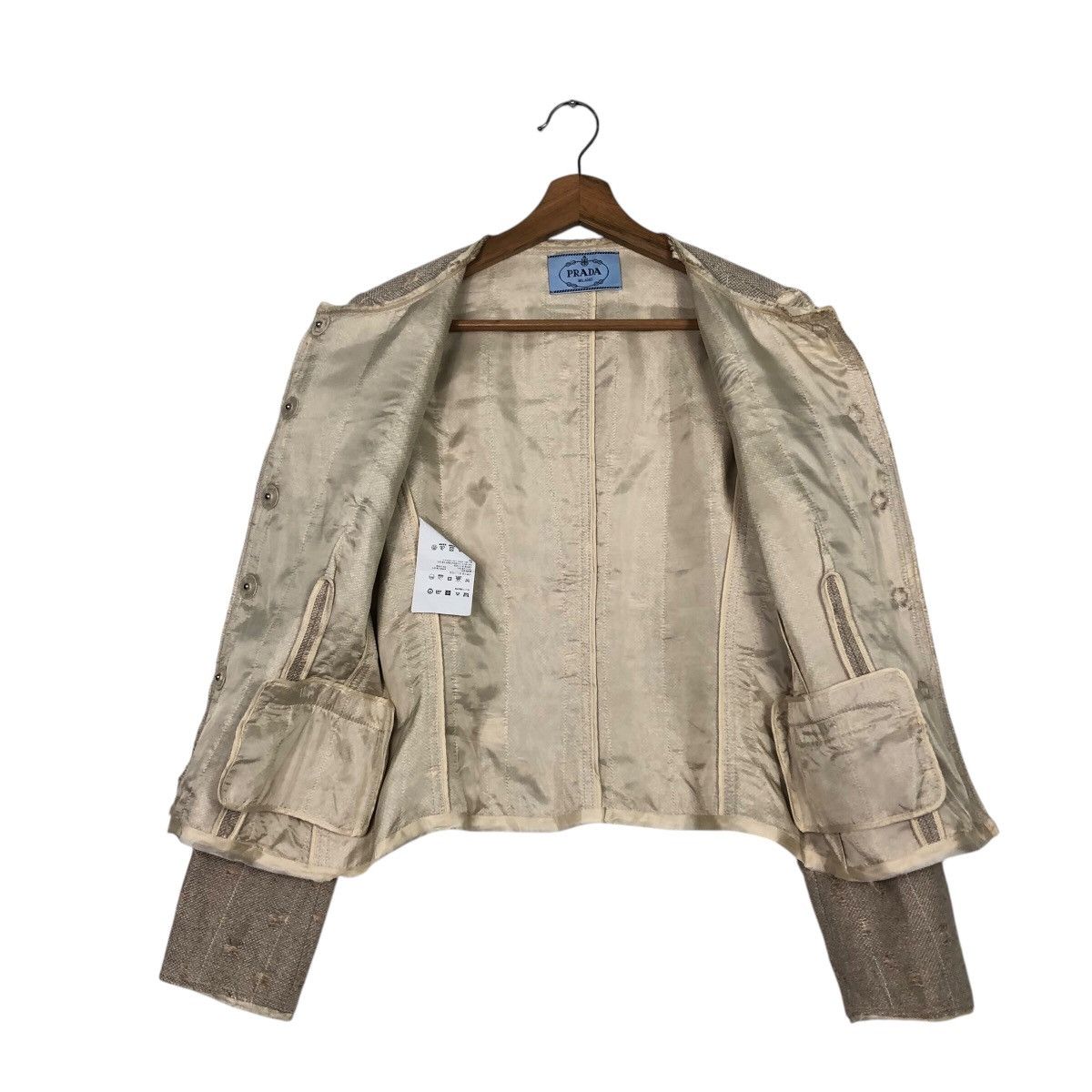 Prada 📌Rich Grey Cropped Distressed Tweed Jacket Prada Milano Size M / US 6-8 / IT 42-44 - 14 Thumbnail