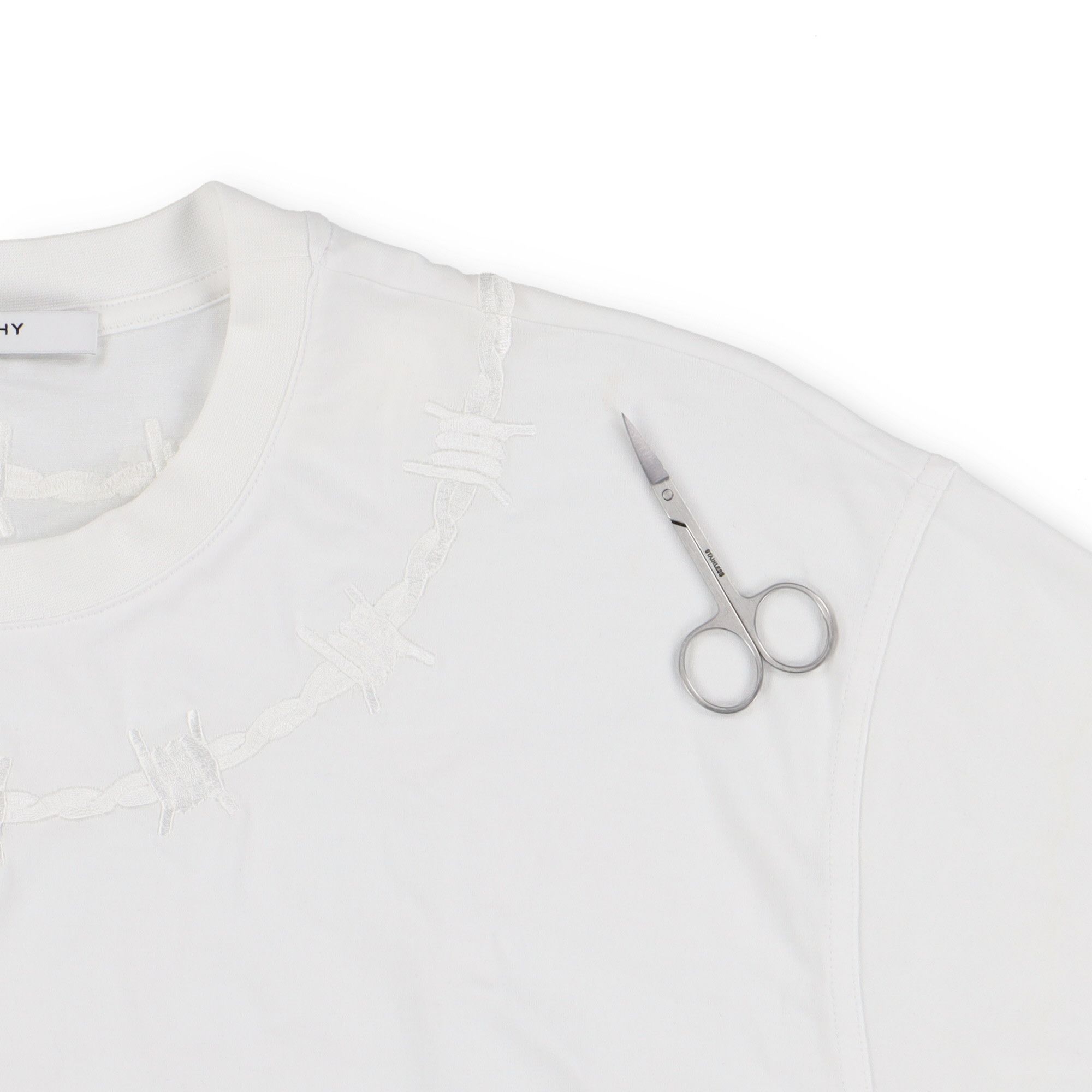 Givenchy White Embroidered Barbed Wire Oversized T-Shirt Size US XL / EU 56 / 4 - 6 Thumbnail