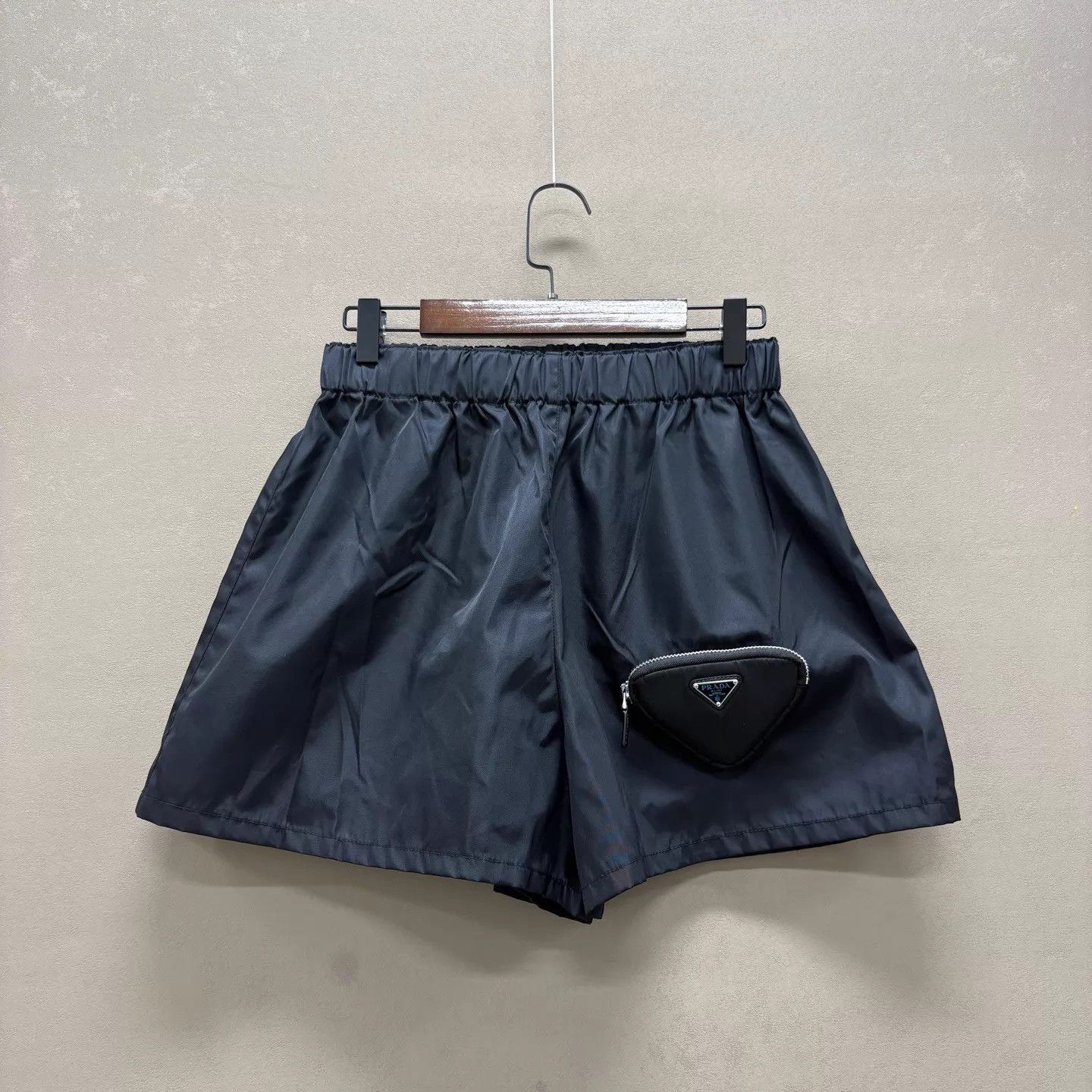 Prada Prada Parachute Black Elastic-Waist Shorts 42 NWOT Size 28" / US 6 / IT 42 - 1 Thumbnail