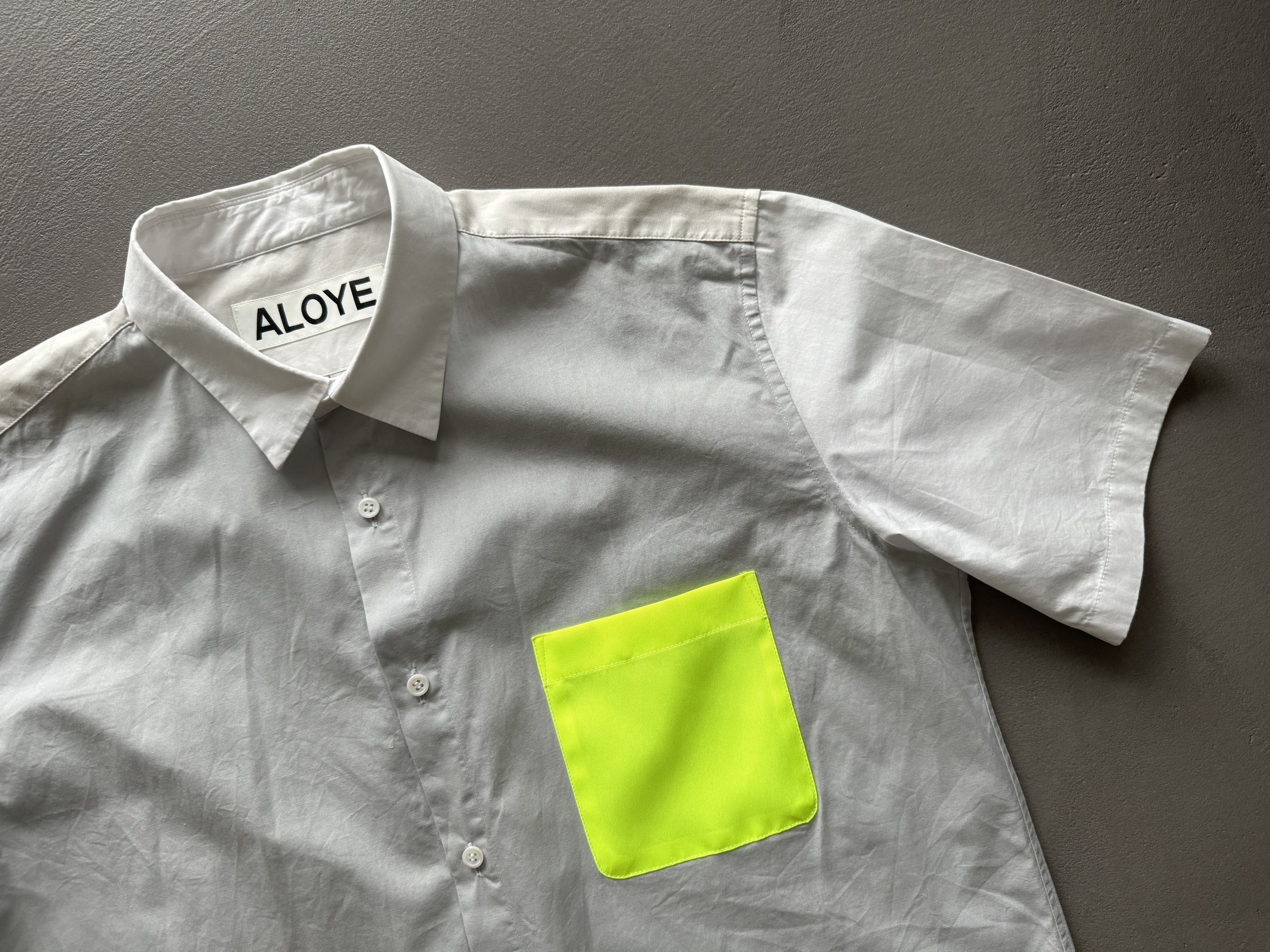 Japanese Brand ALOYE Short Sleeve Panelled Shirt, Neon Pocket Size US M / EU 48-50 / 2 - 2 Thumbnail