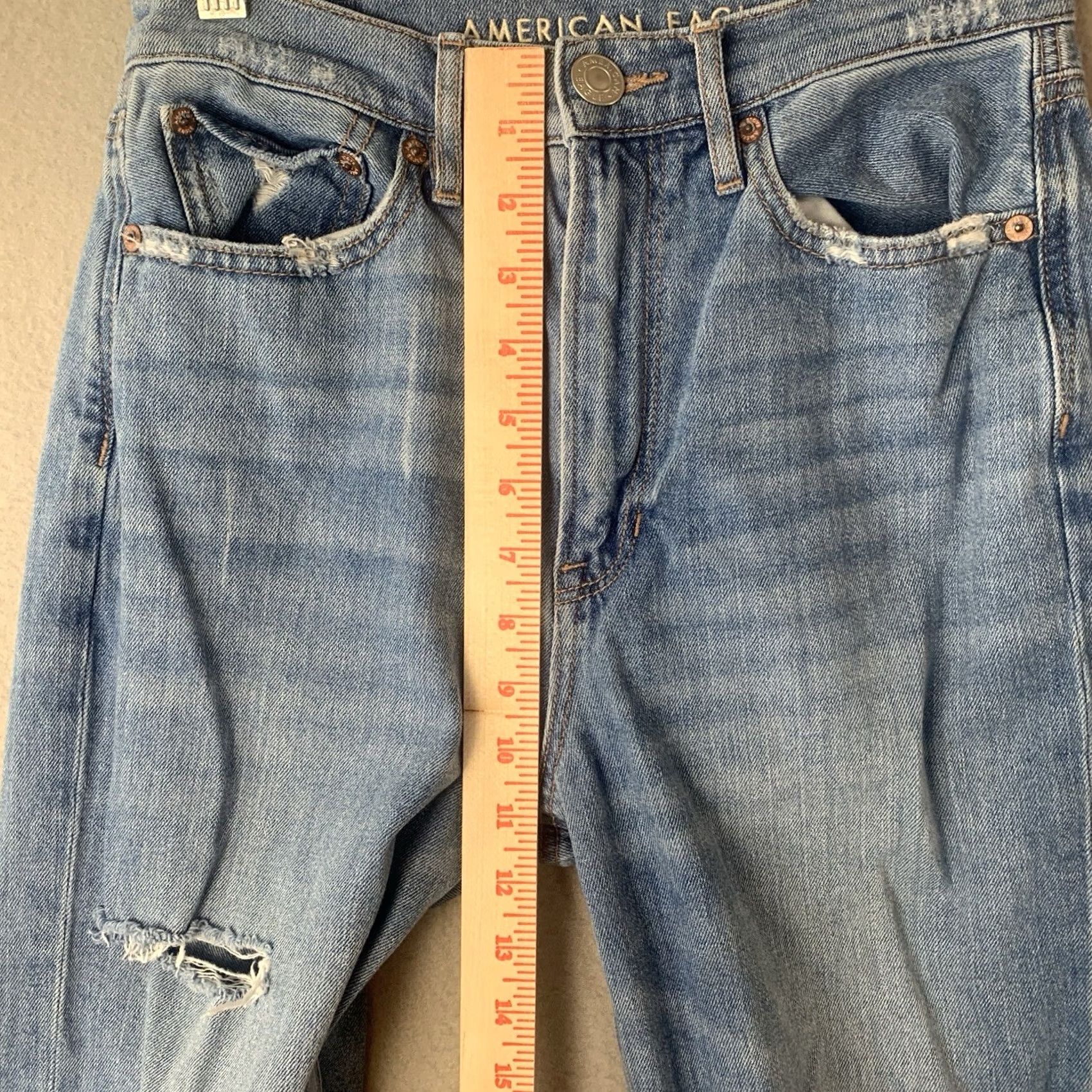 American Eagle Outfitters VINTAGE American Eagle Jeans Womens 2 Blue Baggy Straight Distressed Boho Y2K Grunge Size 26" / US 2 / IT 38 - 7 Thumbnail