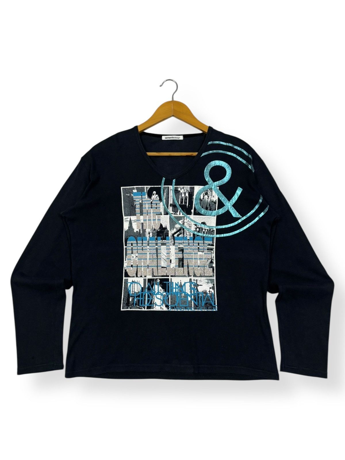 semanticdesign Semantic Design Graphic Printed V-neck Long Sleeve T-shirt Size US M / EU 48-50 / 2 - 3 Thumbnail