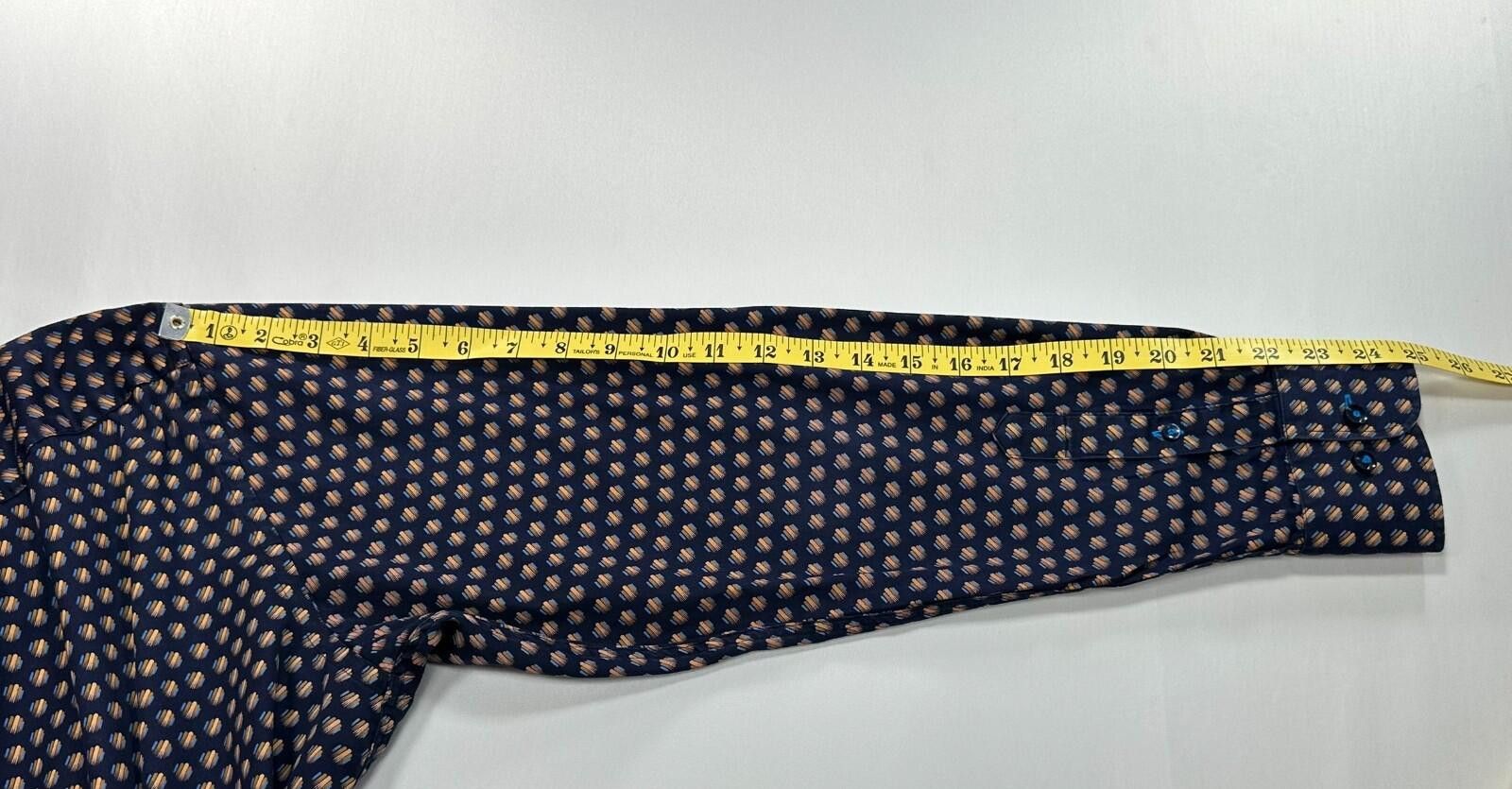 Other Blu by Polifroni 100% Cotton Geometric Button Up Blue Men XL Size US XL / EU 56 / 4 - 5 Thumbnail