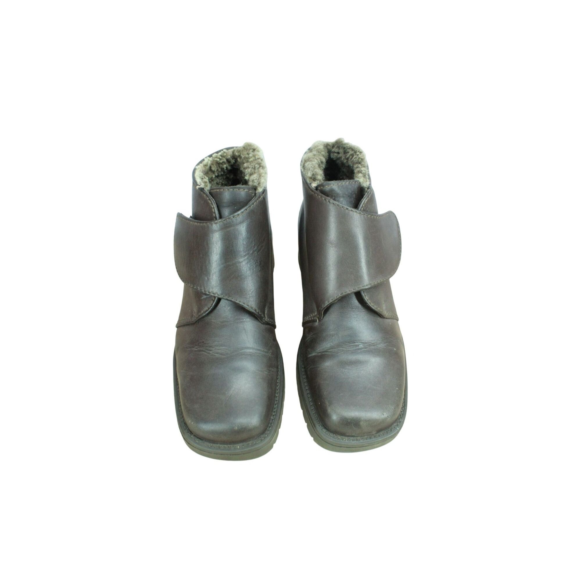 L.L. Bean × Leather LL Bean Leather Hook & Loop Shearling Lined Winter Boots Size US 6 / IT 36 - 4 Thumbnail