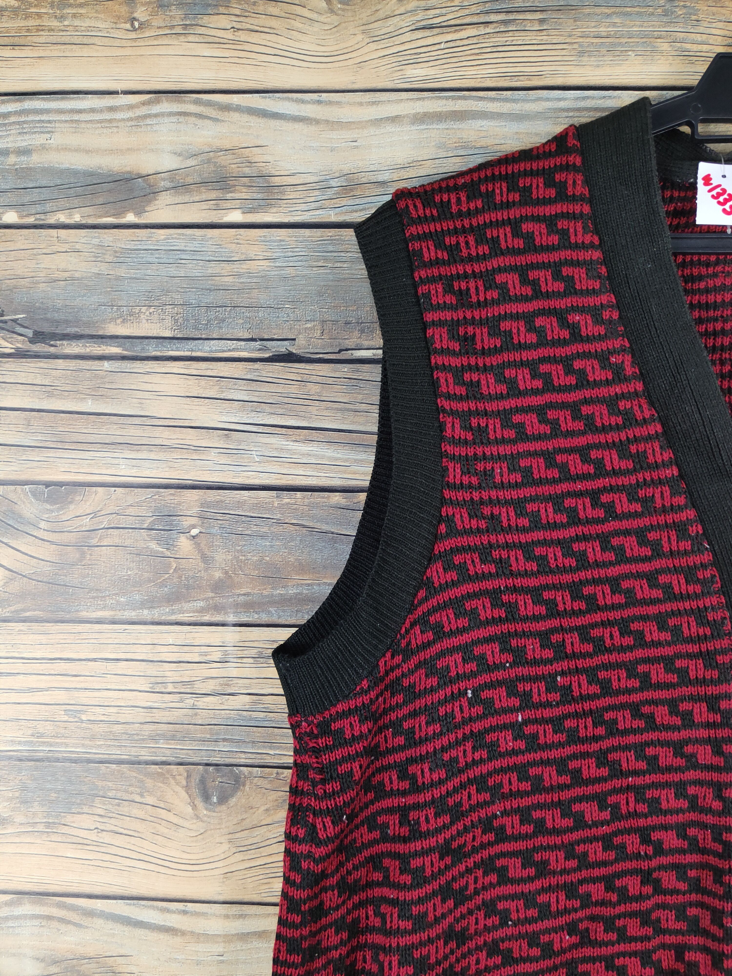 Homespun Knitwear Japanese Brand Red Black Knitwear Vests #W1333 Size L / US 10 / IT 46 - 5 Thumbnail