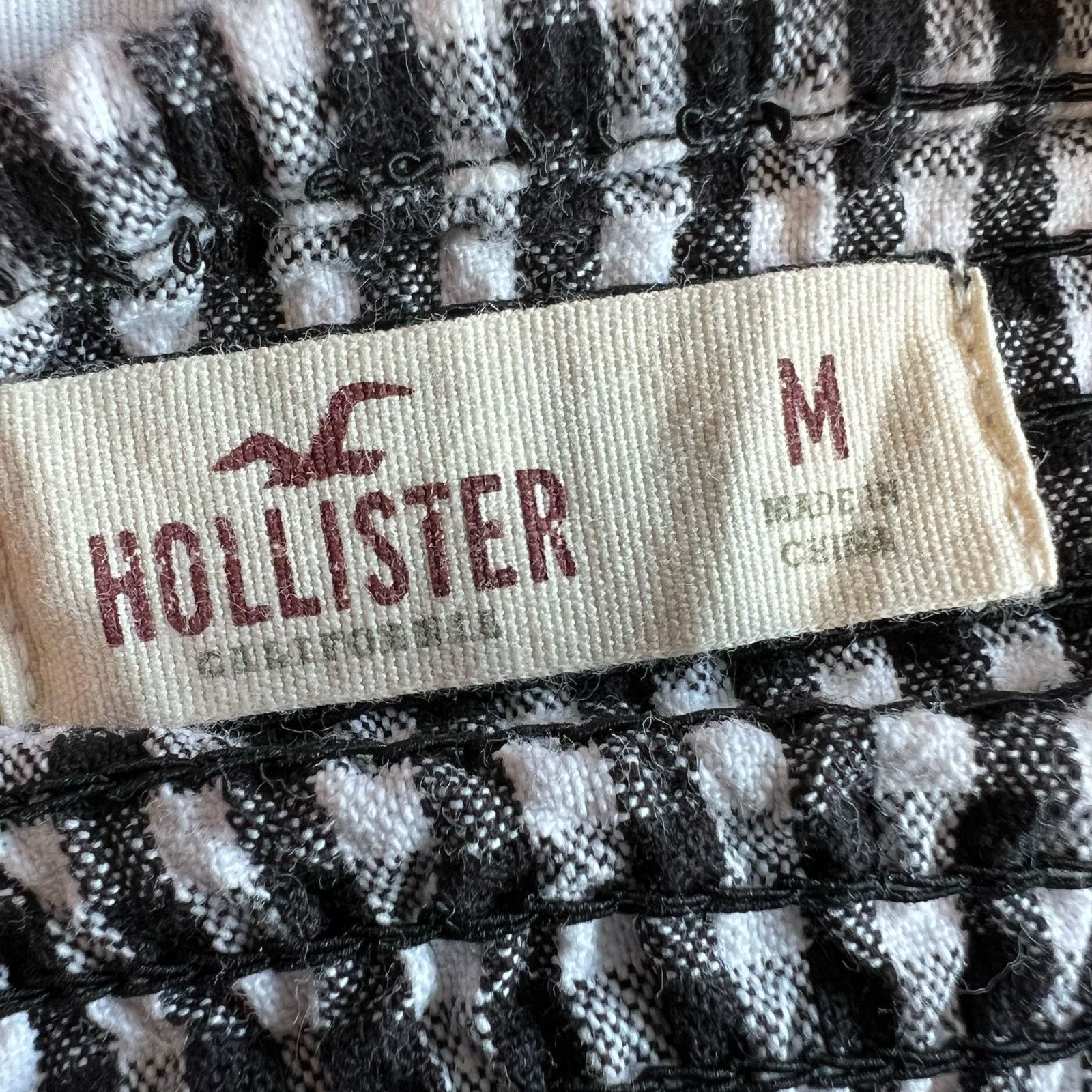Hollister Hollister Women's Medium Plaid Crop Top Black White Size M / US 6-8 / IT 42-44 - 5 Thumbnail