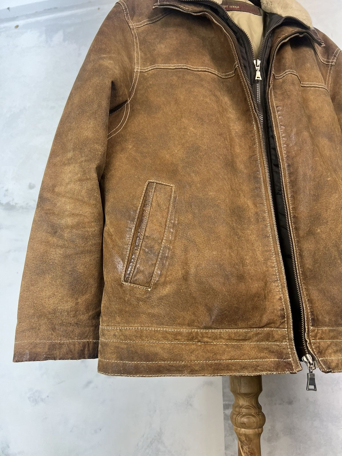Angelo Litrico Vintage Angelo Litrico Leather Bomber Jacket Size S - M Size US S / EU 44-46 / 1 - 2 Thumbnail
