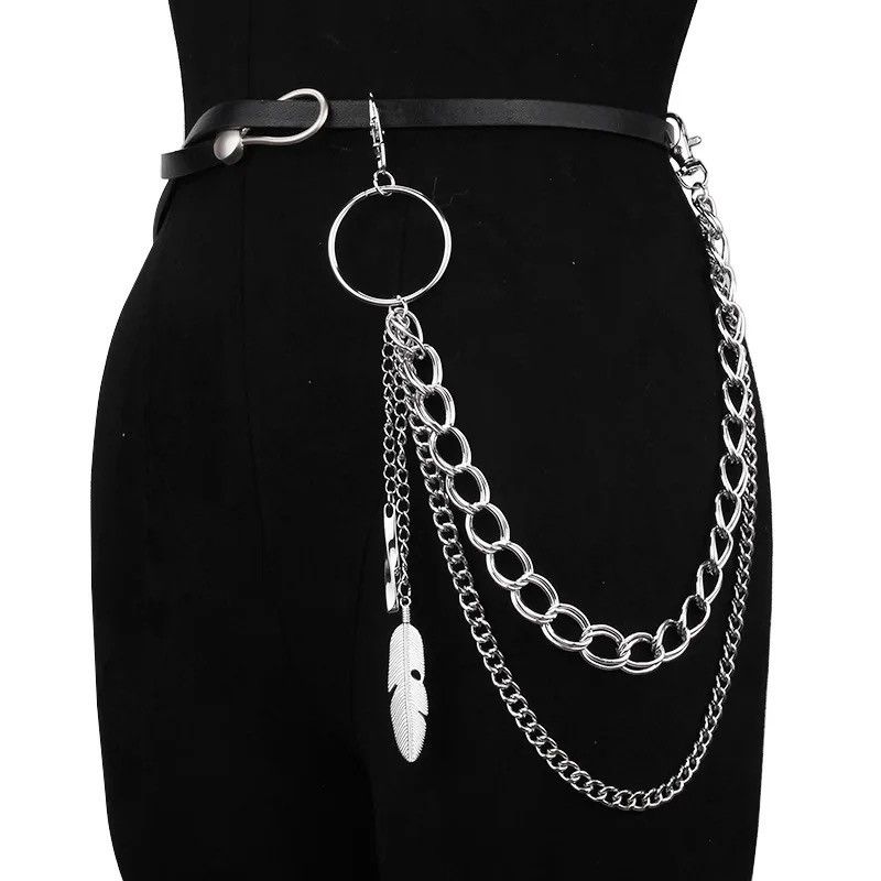 Jewelry Feather Key Tassel Pendant Chains Trousers Pants Size ONE SIZE - 5 Thumbnail