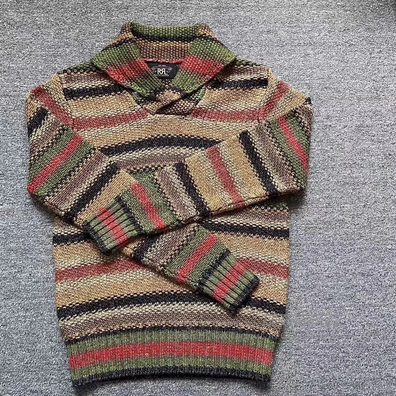 RRL Ralph Lauren RRL Men's Classic Retro Striped Knit Sweater. Size US S / EU 44-46 / 1 - 3 Thumbnail