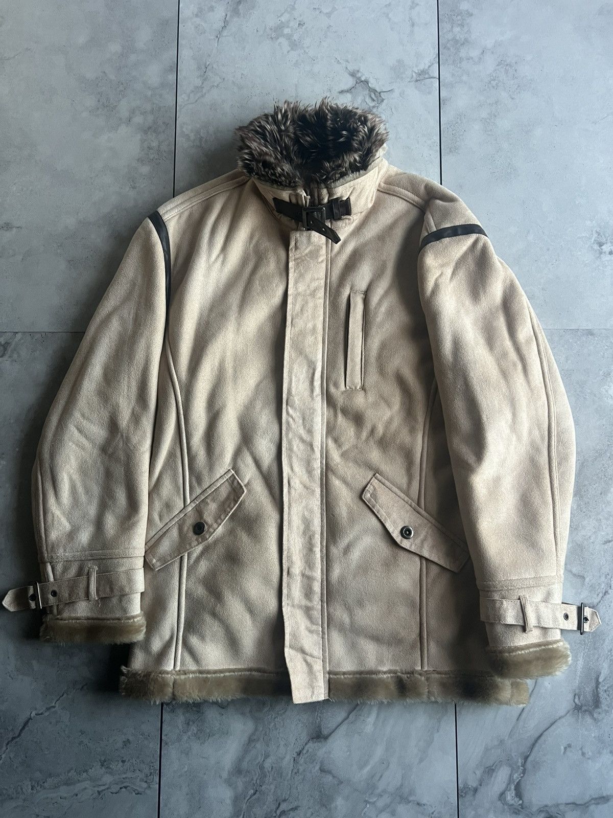 Japanese Brand Thruxton Suede Fur Trim Jacket Size US L / EU 52-54 / 3 - 1 Thumbnail