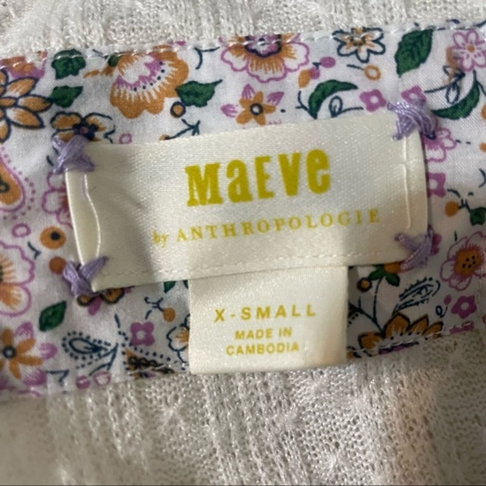 Anthropologie Maeve by Anthropologie Top Womens XS Rafaela Hacci Cream Size XS / US 0-2 / IT 36-38 - 9 Thumbnail